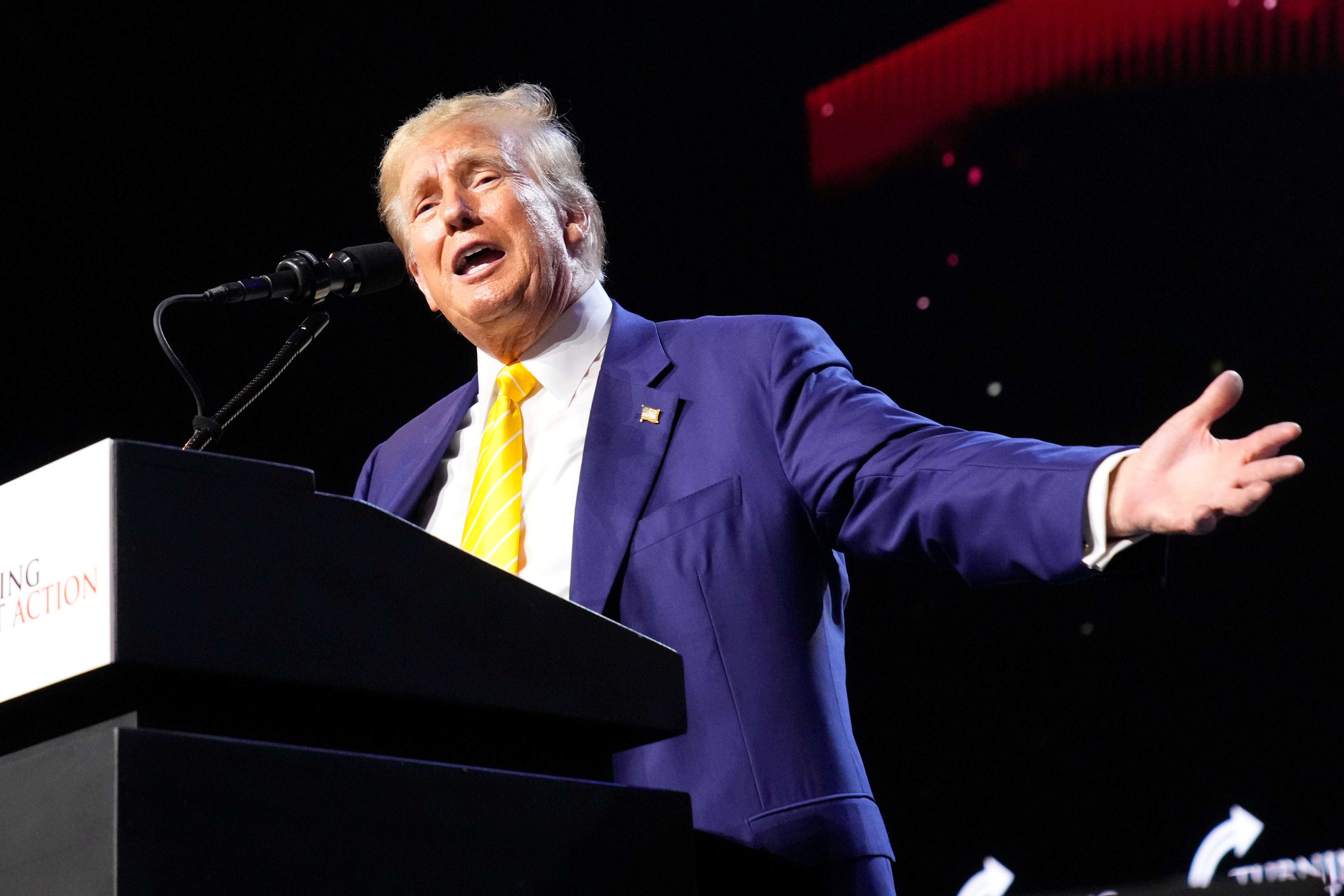 Republican presidential candidate and former President Donald Trump speaks at a campaign rally in Phoenix, Arizona, on Thursday 6 June 2024