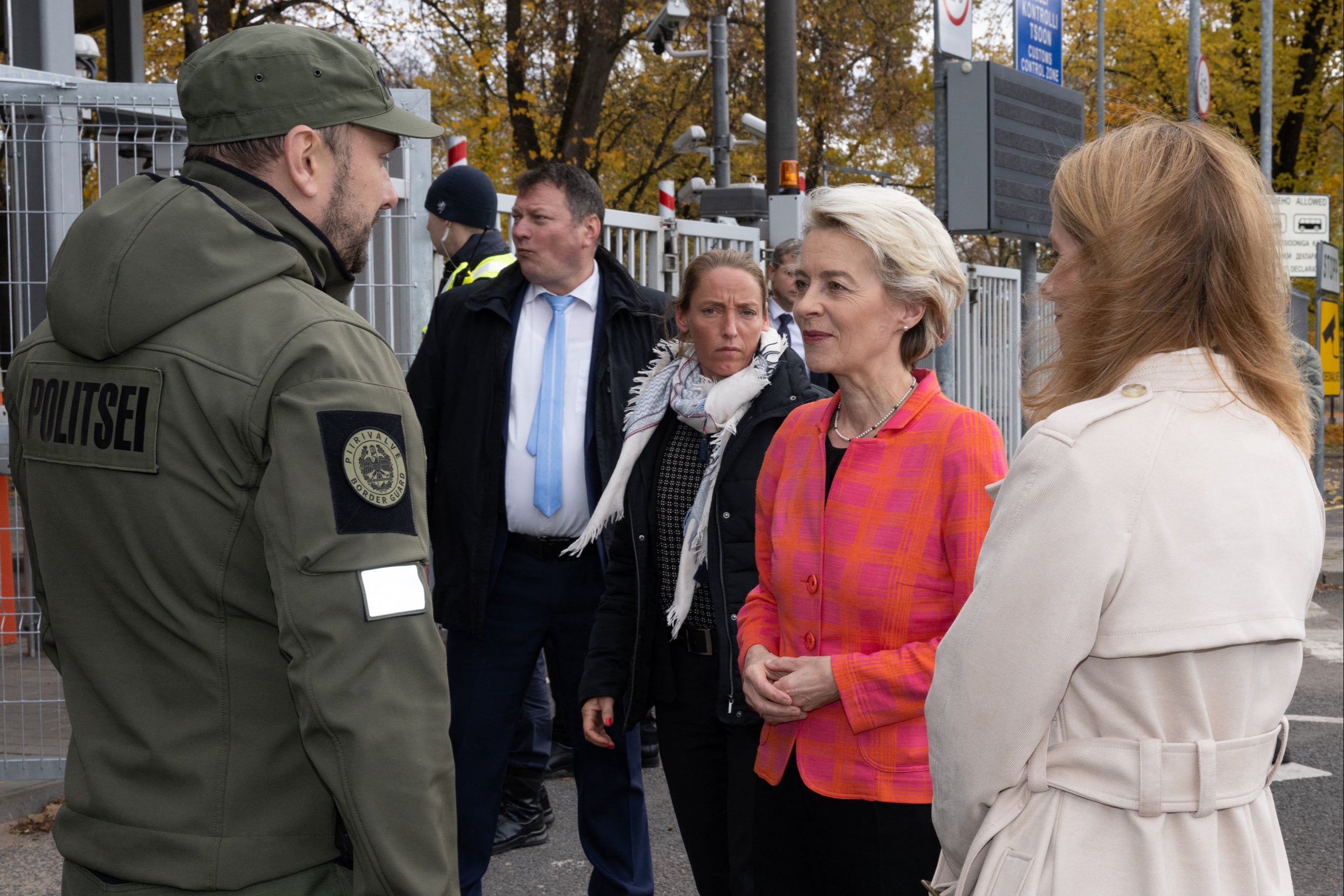 Estonia’s prime minister Kaja Kallas (right) and president of the European Commission Ursula von der Leyen (second right) visit Narva in 2022