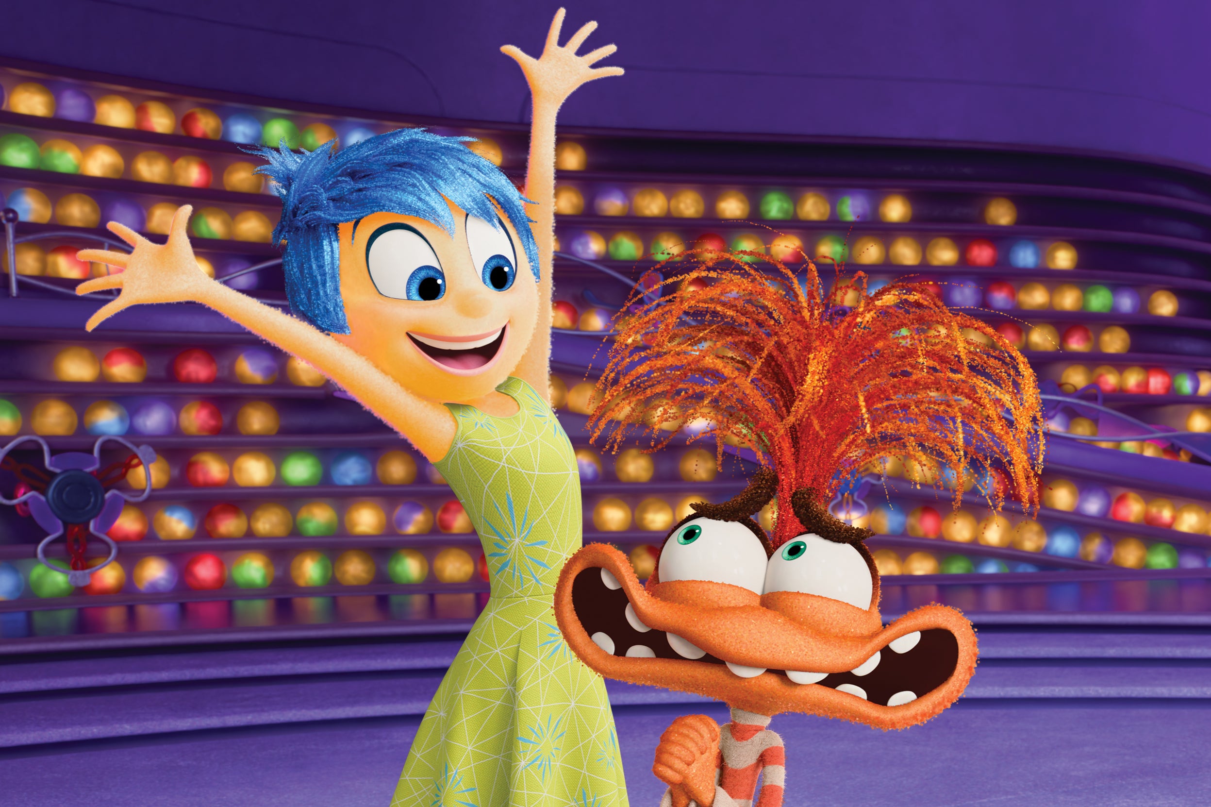 Can-do pep: Poehler’s Joy, alongside Maya Hawke’s Anxiety, in ‘Inside Out 2’