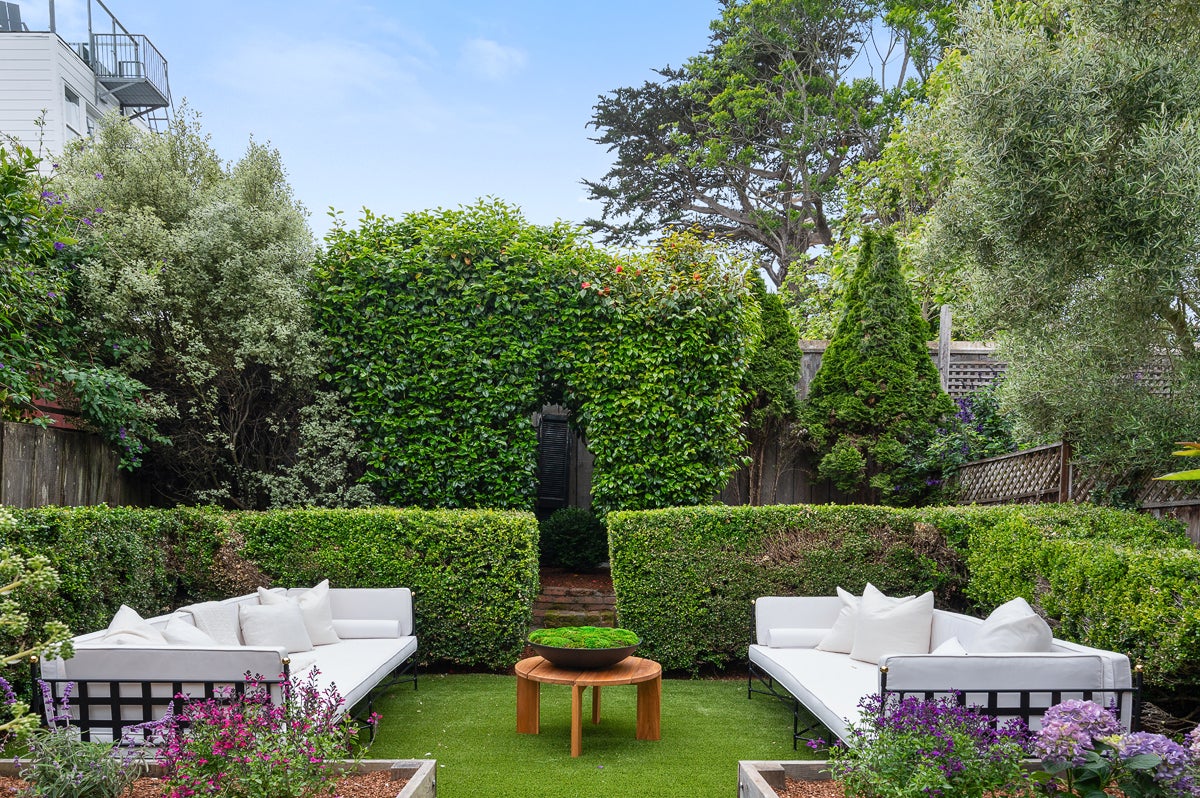 English garden behind the San Francisco home. The Victorian home was last sold in 2020 for $5.35m, property records show.