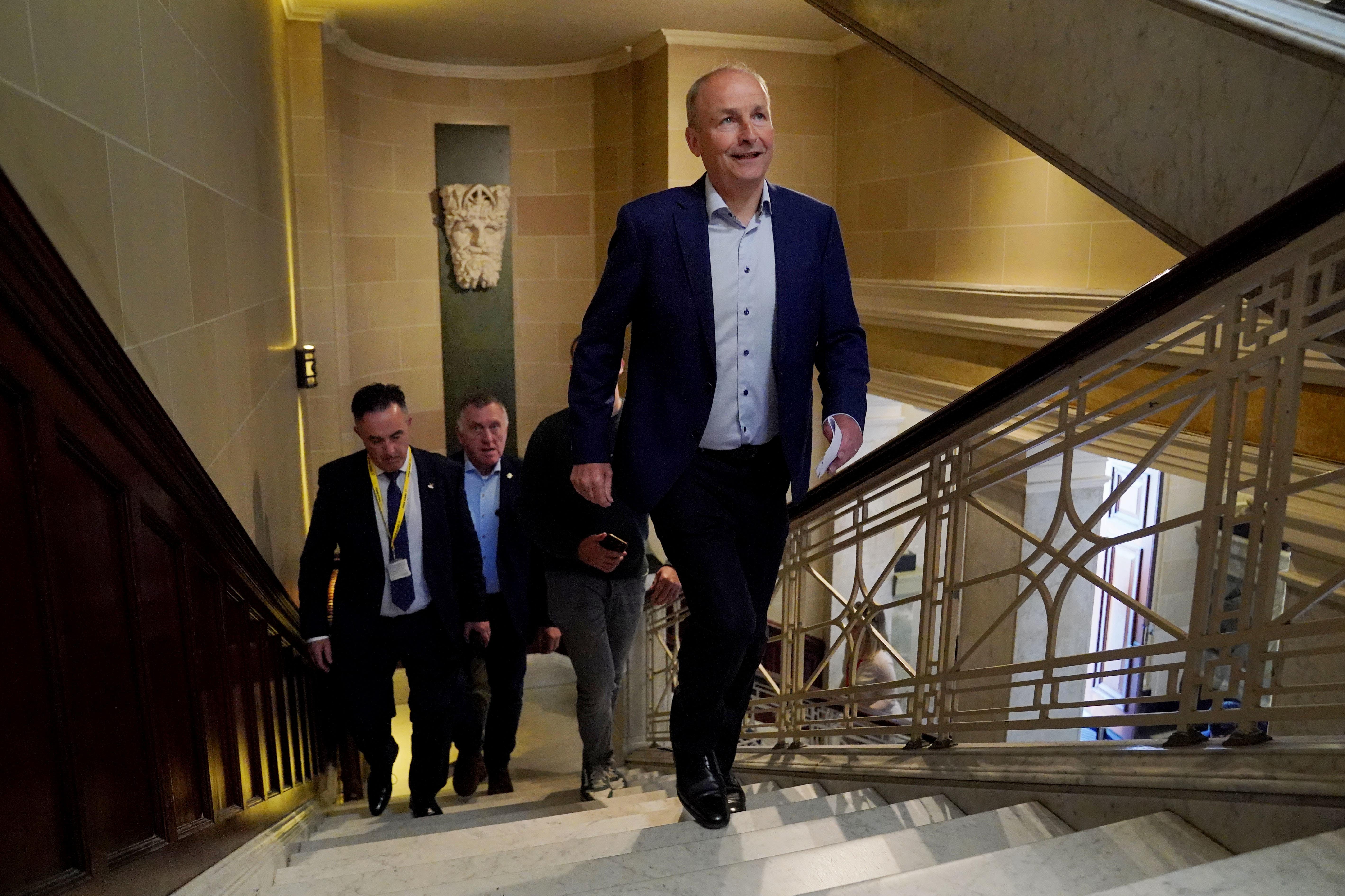 Tanaiste Micheal Martin arrives at Cork City Hall (PA)