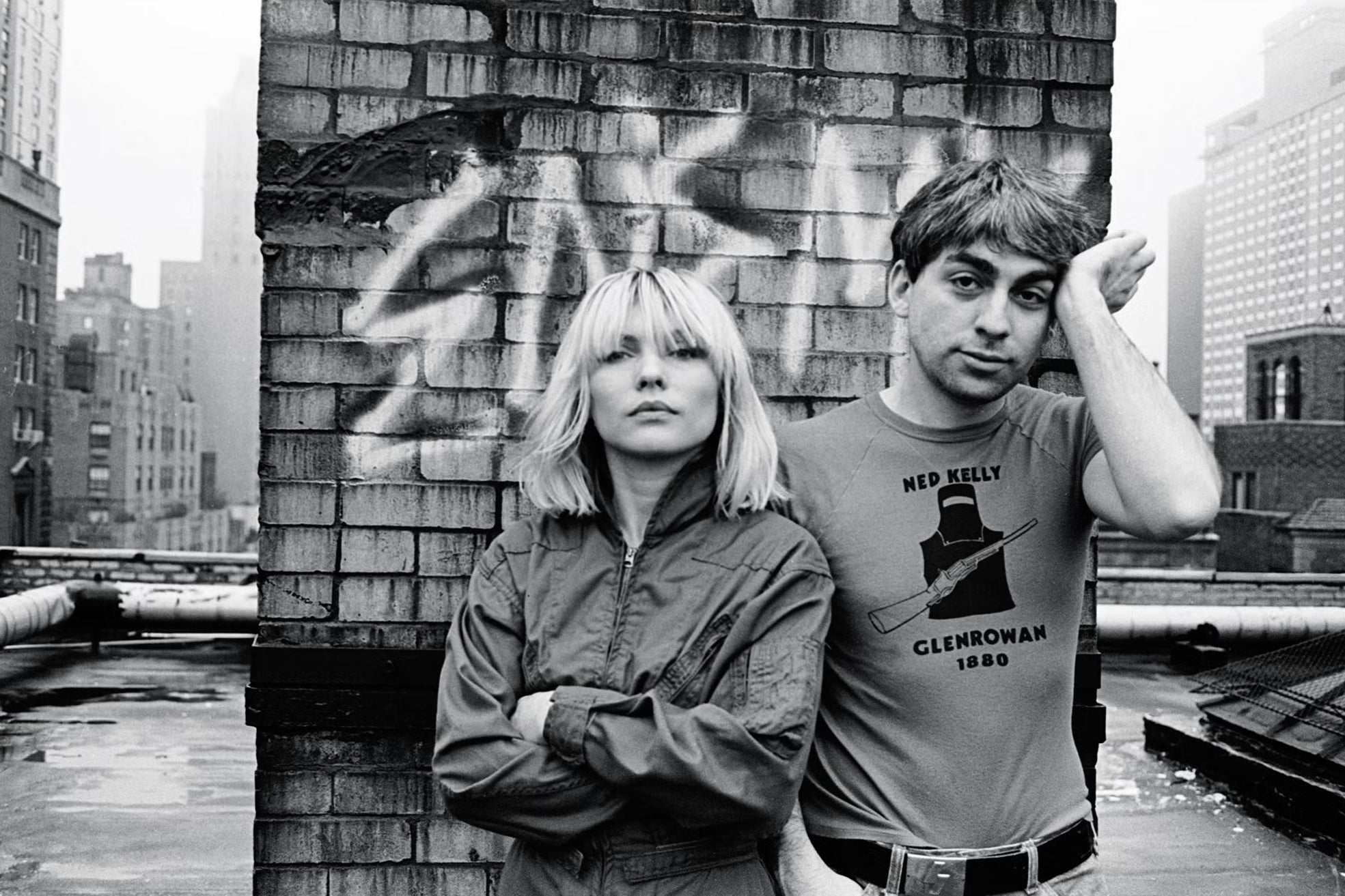 Deborah Harry and Chris Stein of Blondie on their rooftop in New York City on 28 November 1980