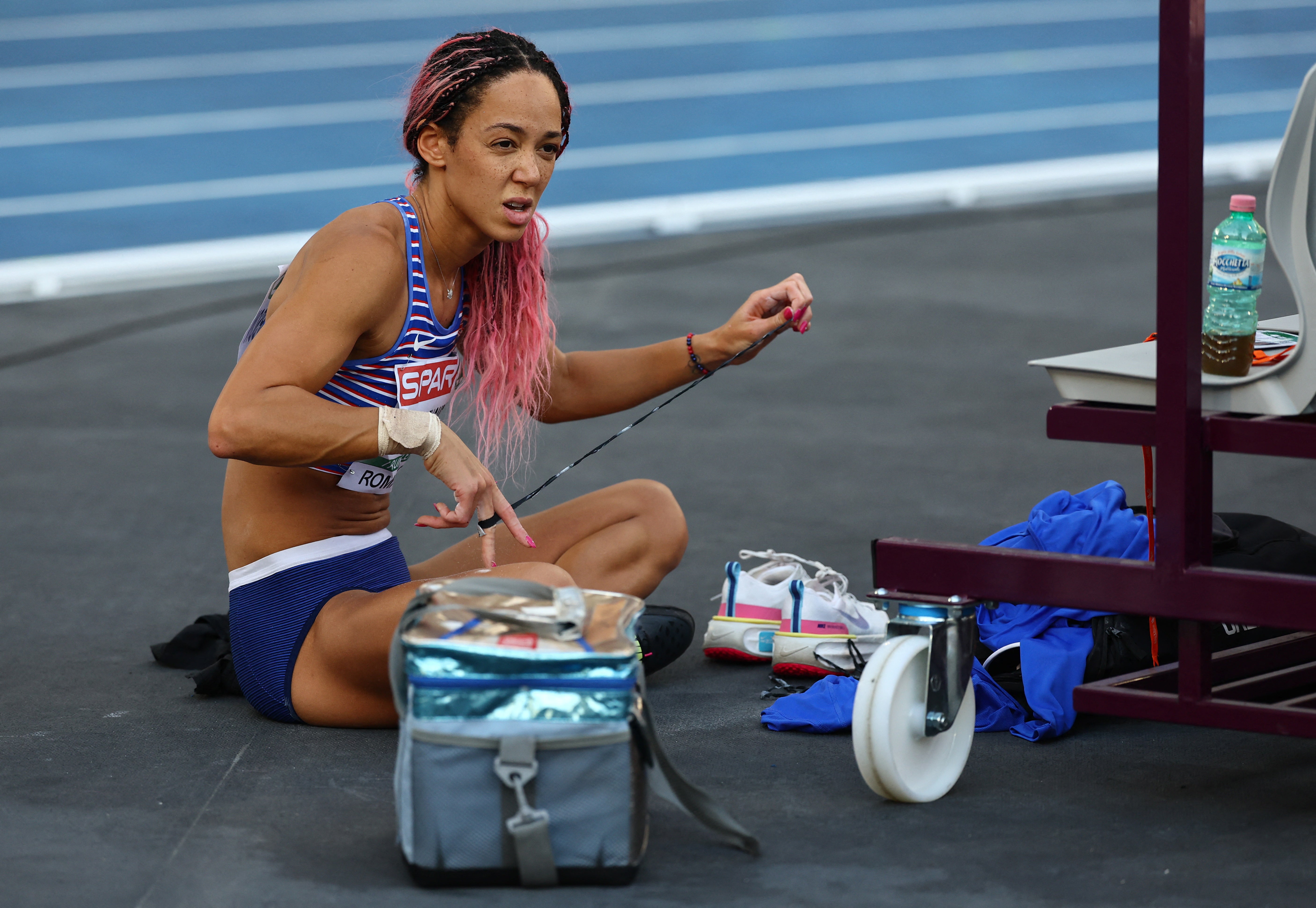 Katarina Johnson-Thompson was forced to retire from the heptathlon through injury