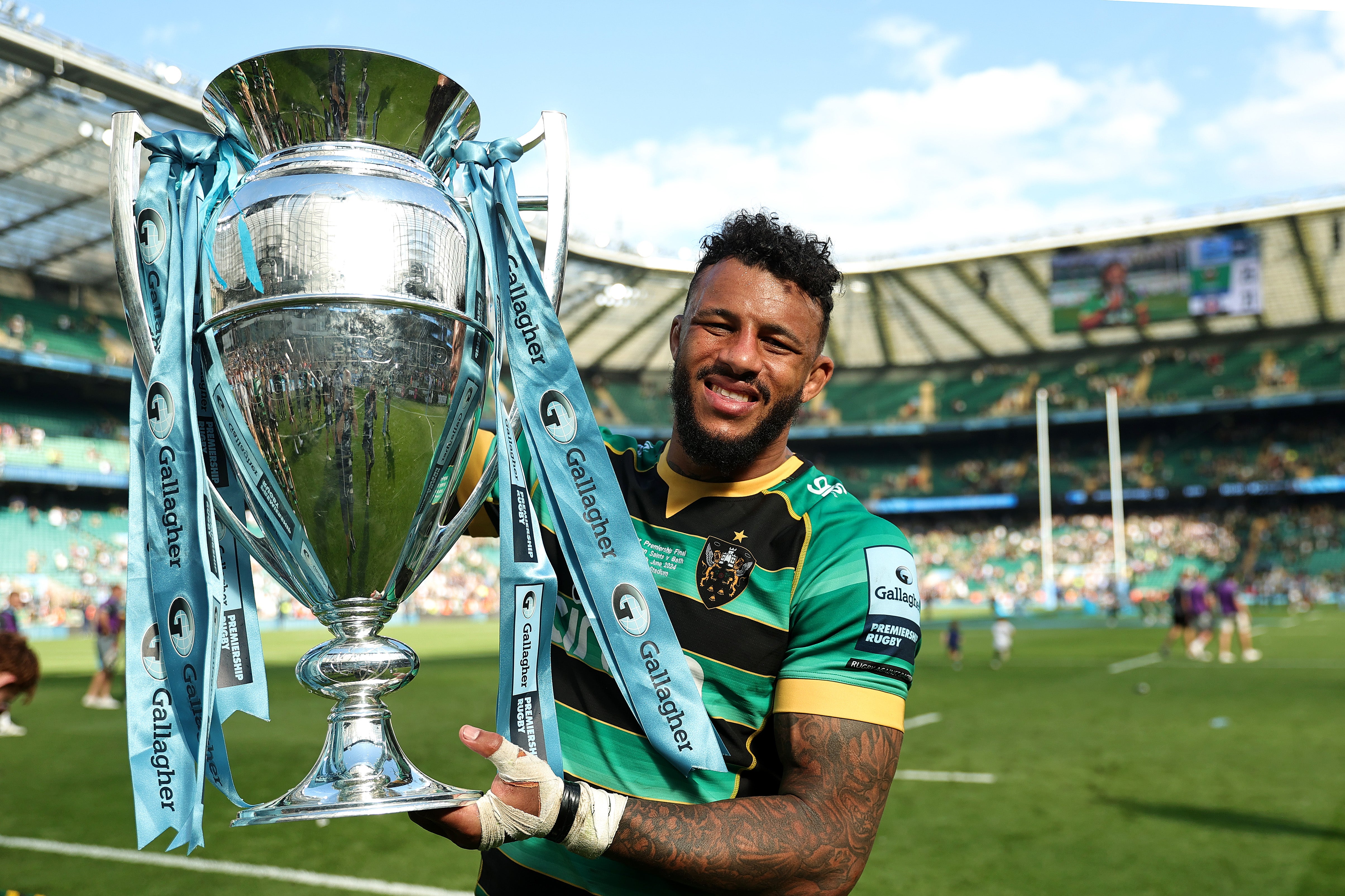 Courtney Lawes won the Gllagher Premiership title with Northampton Saints