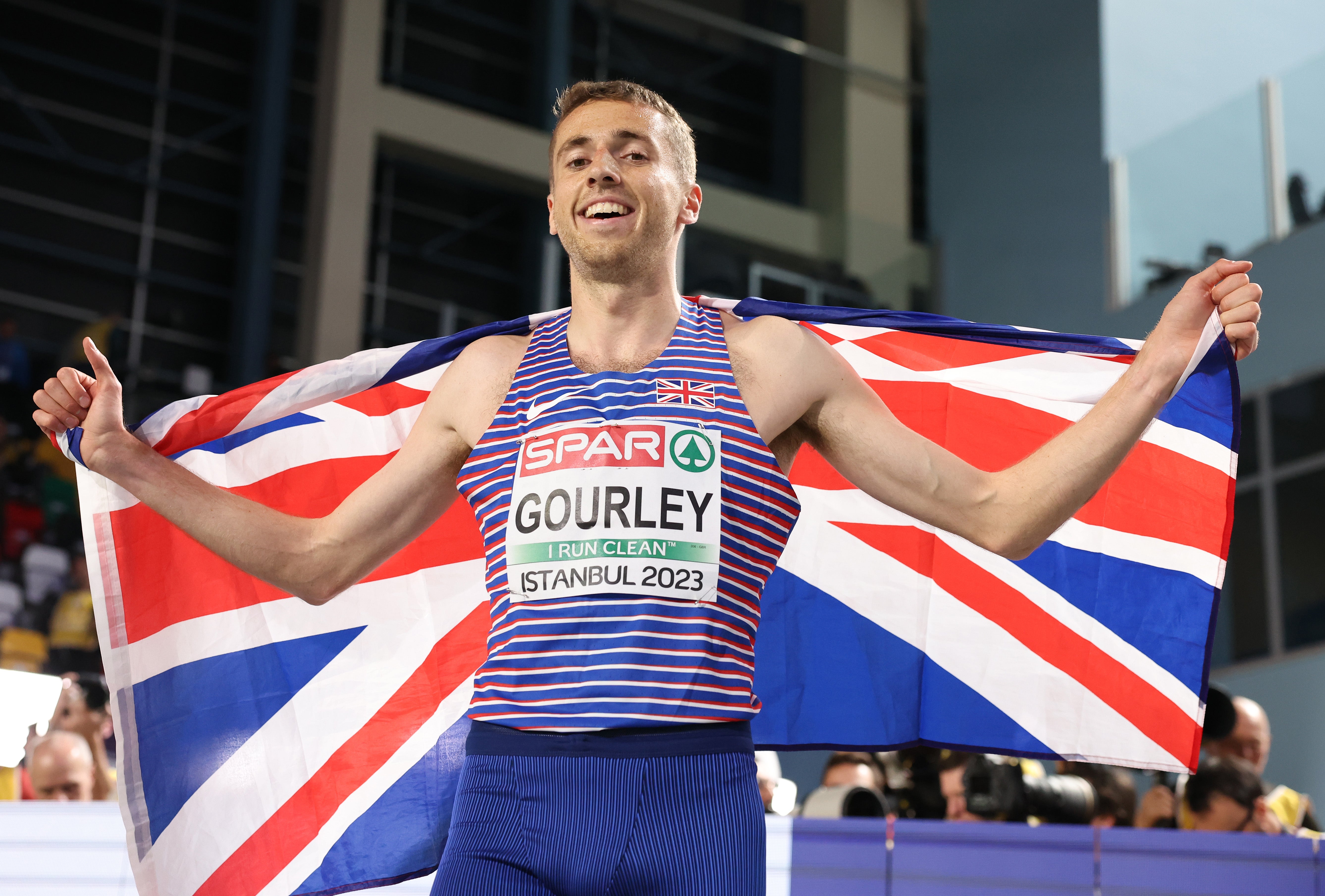 Neil Gourley after winning silver at last year’s European Athletics Indoor Championships