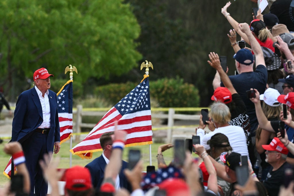 Donald Trump speaks at a campaign rally in Nevada on 9 June 2024