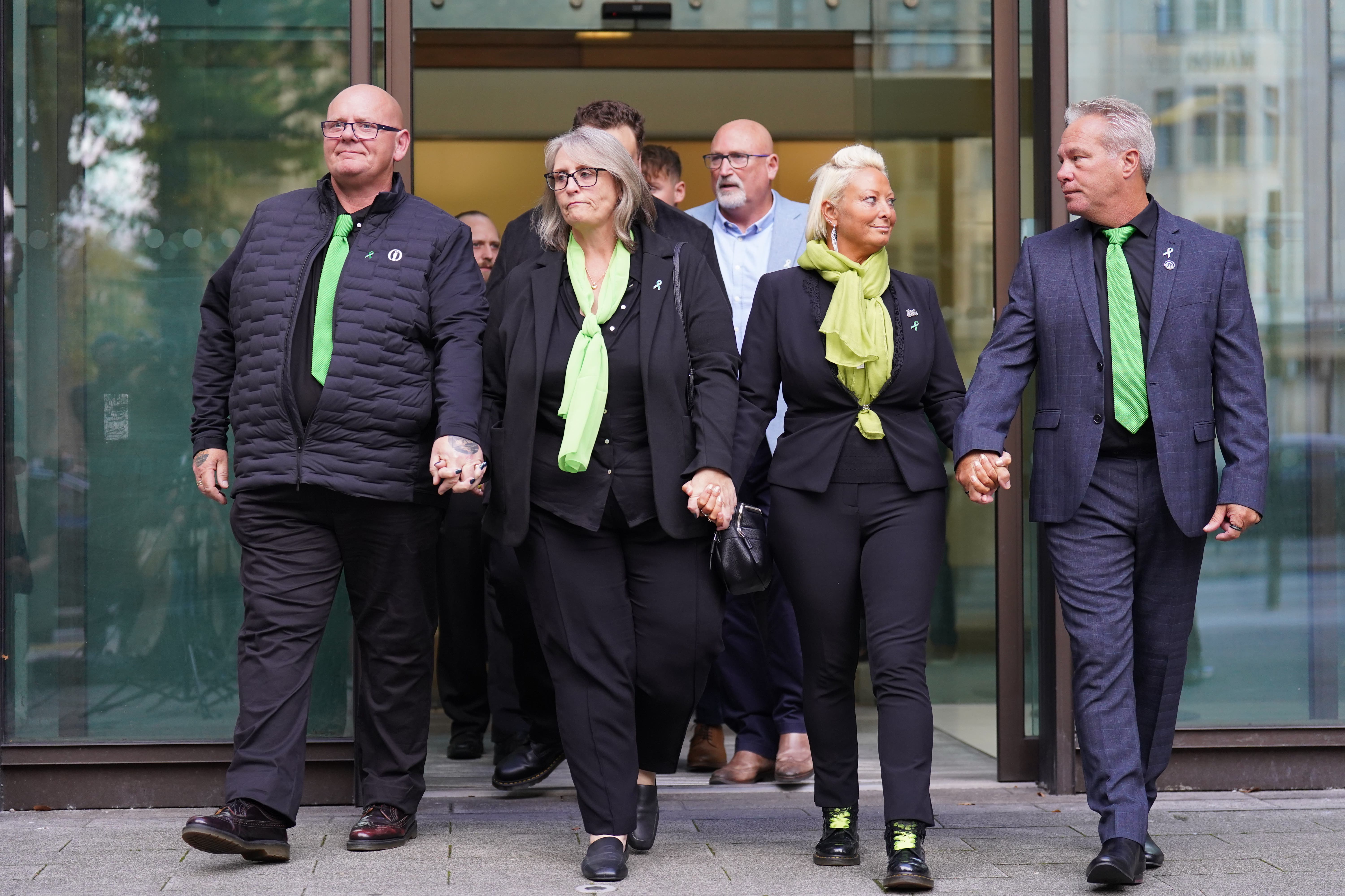 Harry Dunn’s father Tim Dunn (left) and mother Charlotte Charles (second from right) paid emotional tributes to their son at his inquest