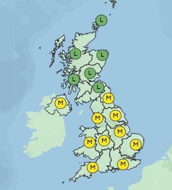 Pollen count forecast for Friday