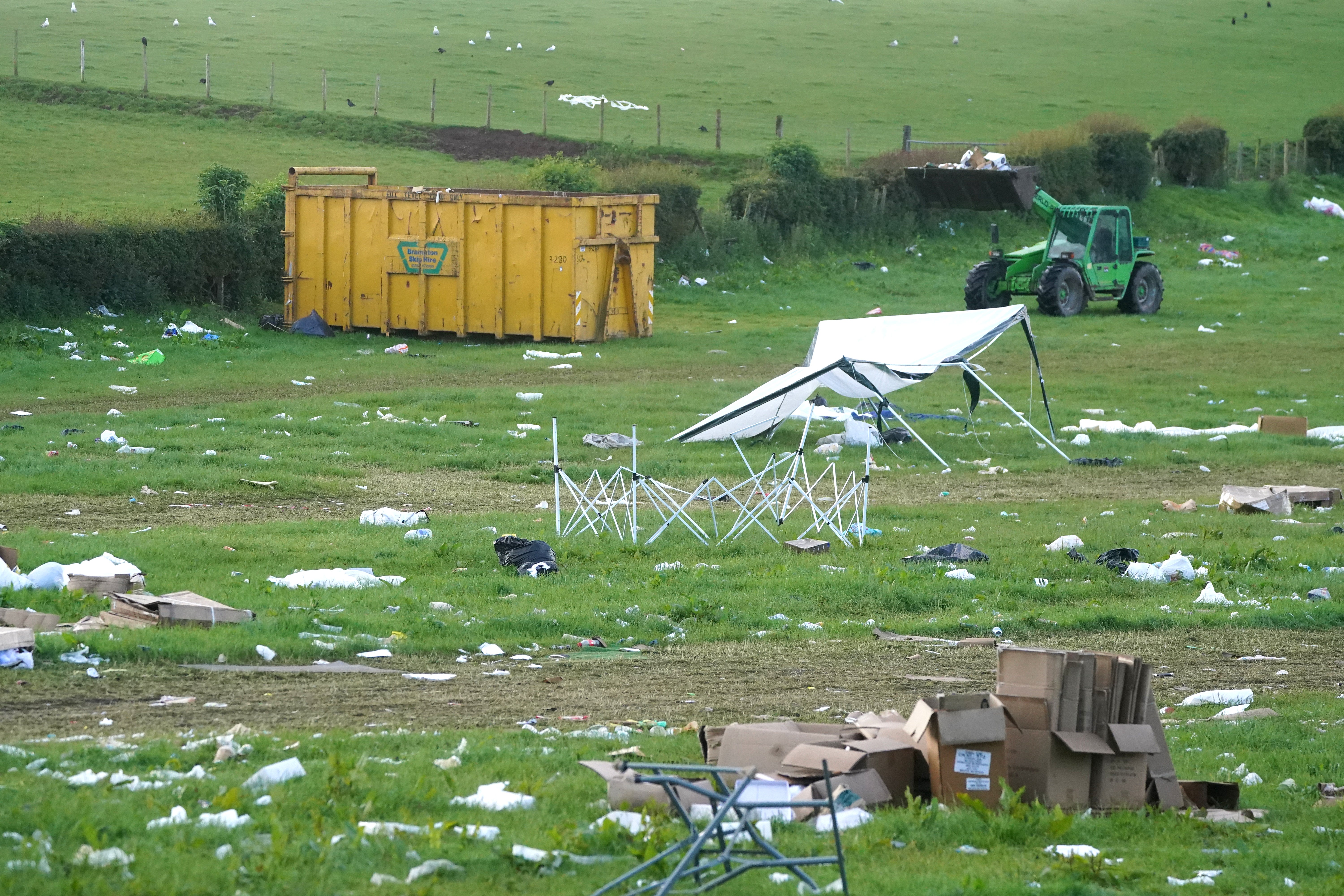 Rubbish in a field at the end of the Appleby Horse Fair