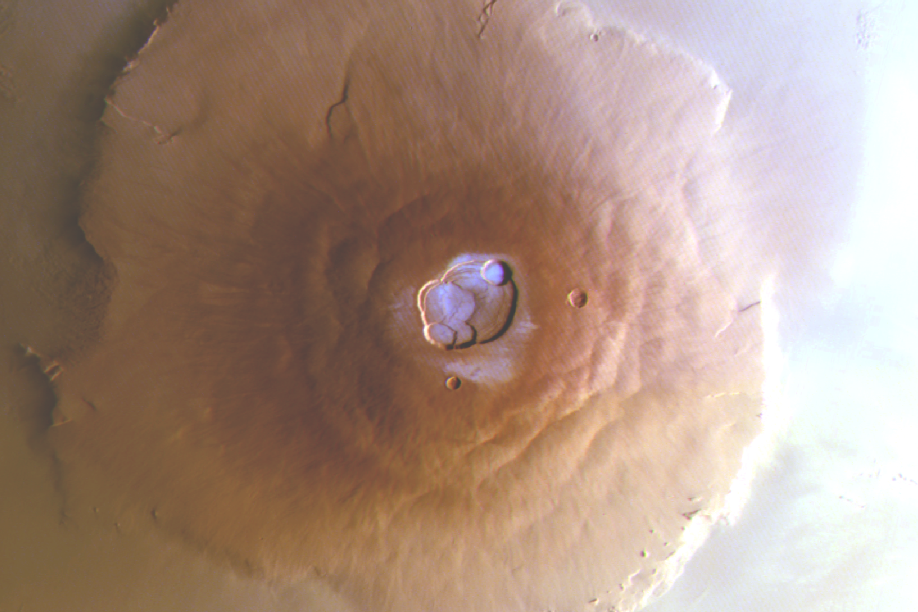 Morning frost detected on volcanoes near Mars’s equator (ESA/DLR/FU Berlin)