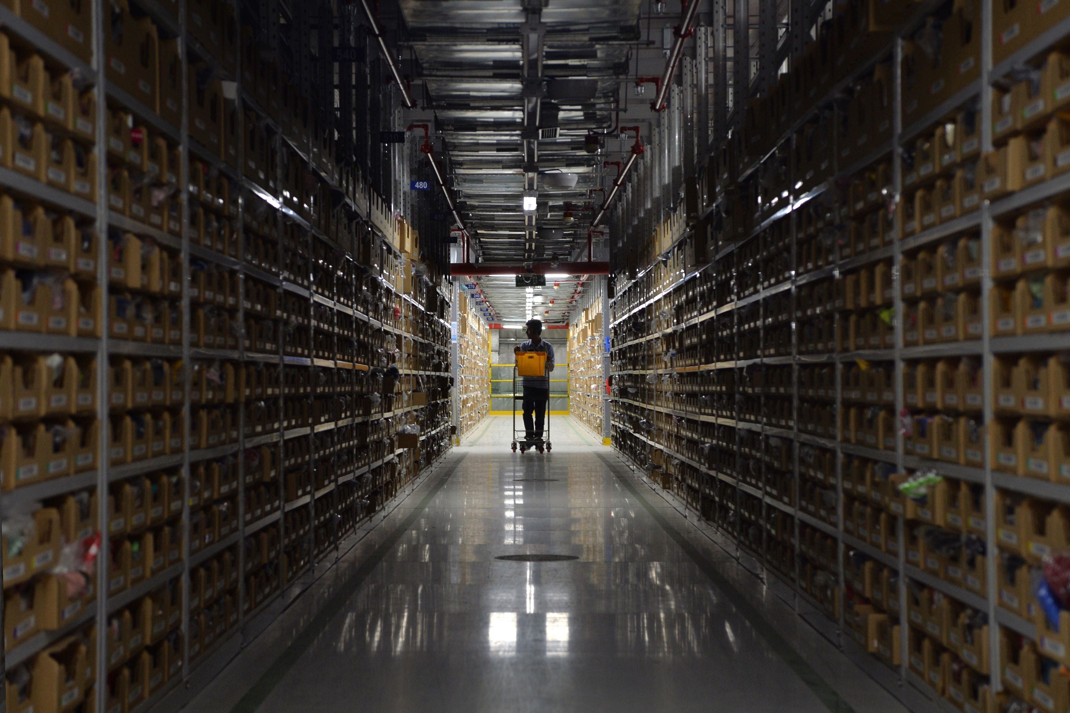 An Amazon fulfilment centre on the outskirts of Bengaluru, India