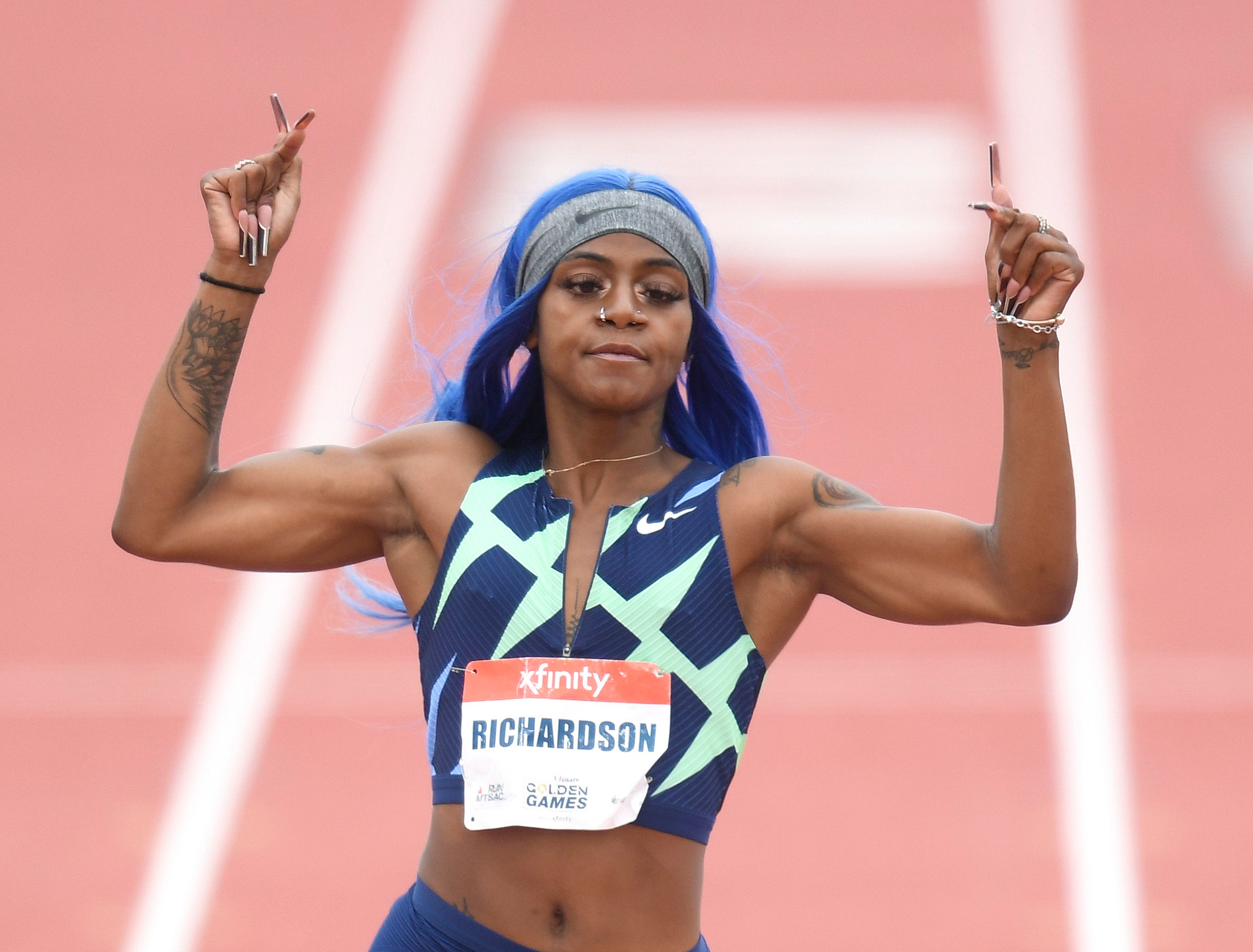 Richardson stood out in 2021 with blue hair and long nails