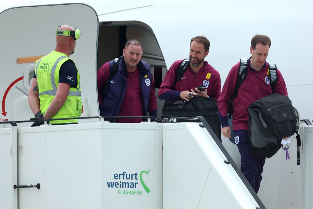 Gareth Southgate touches down in Germany