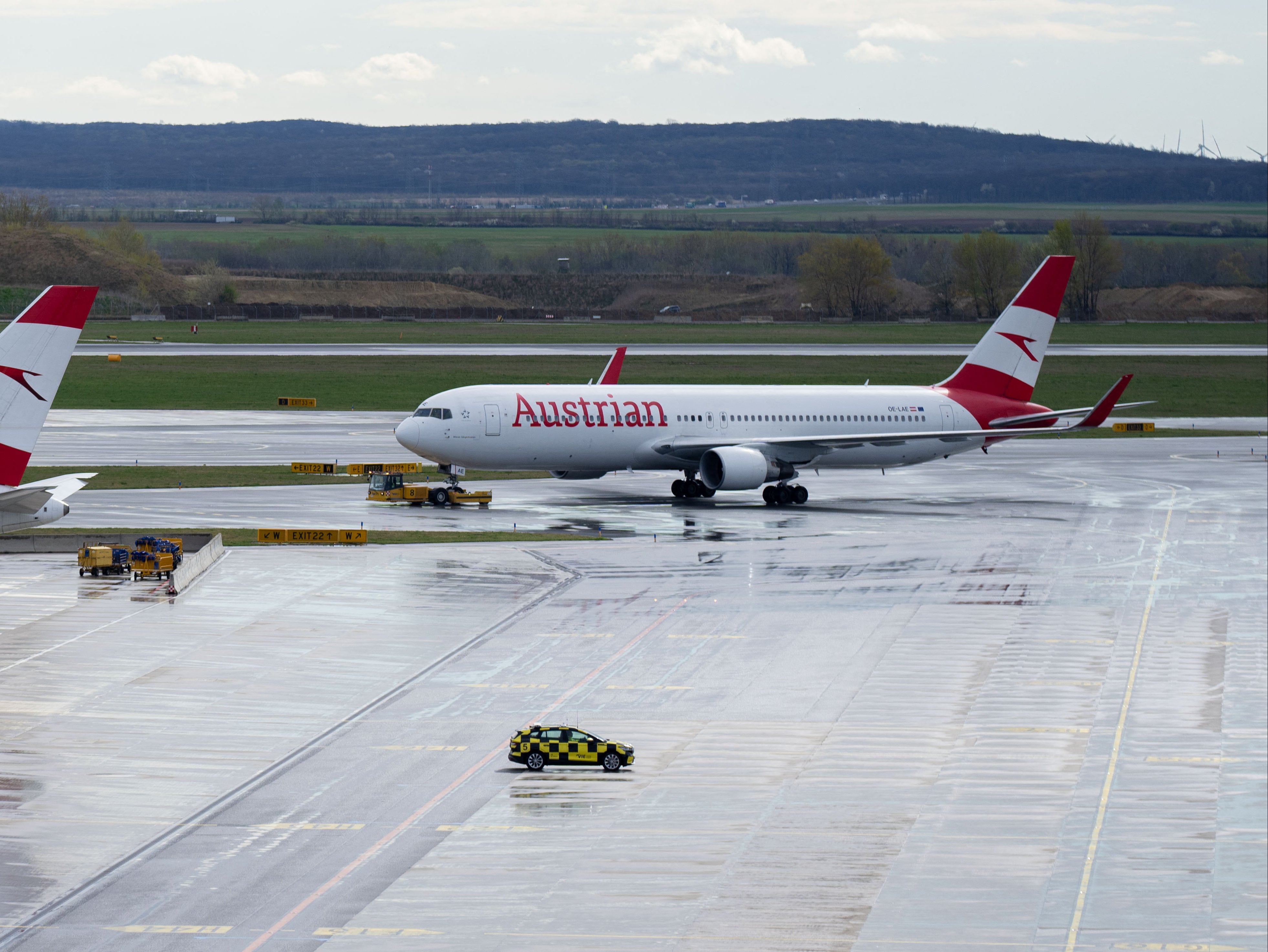 File image: Planes operated by Austrian Airlines sit on the tarmac at the airport in Vienna, on 28 March 2024