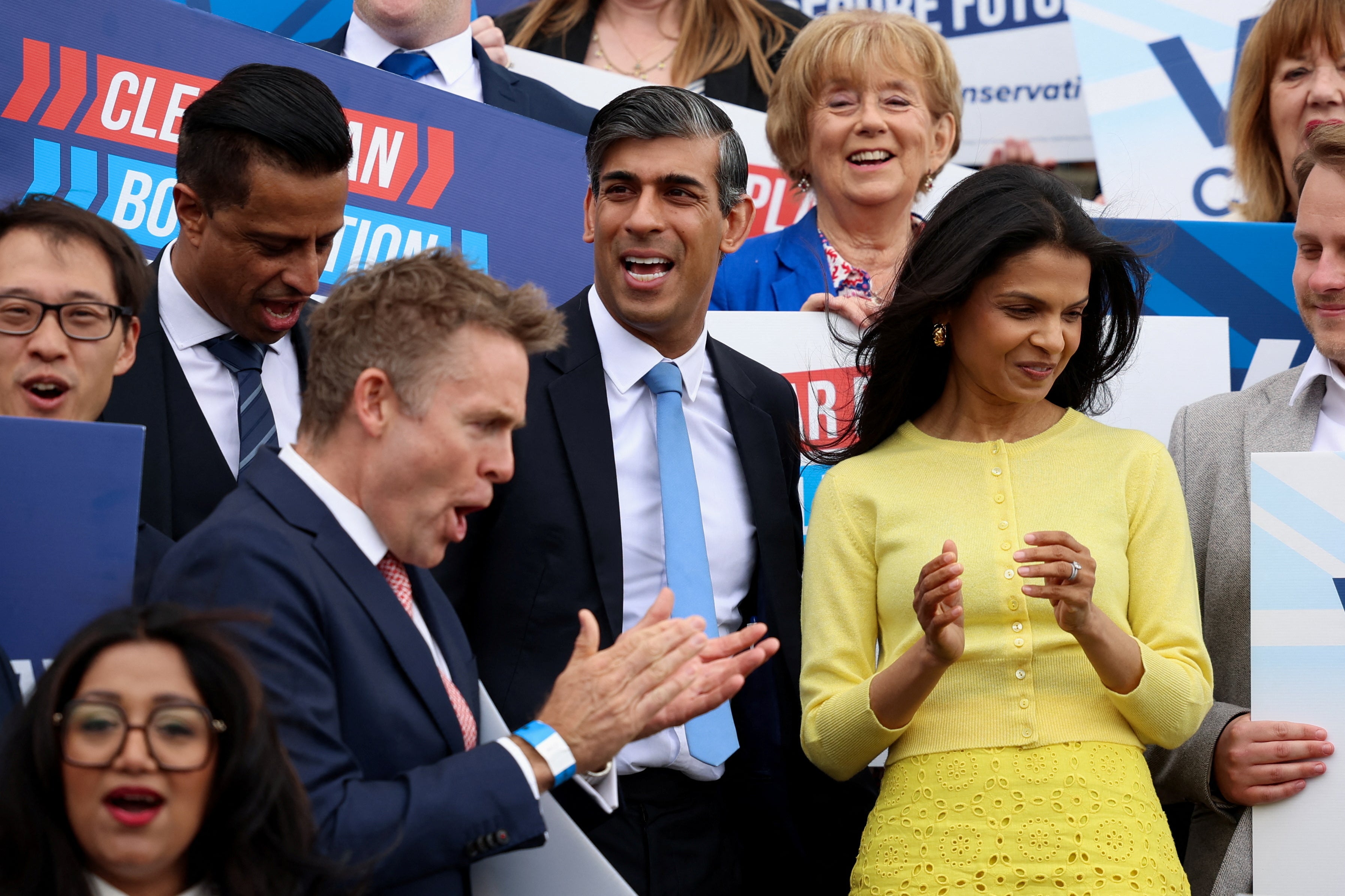 Rishi Sunak and his wife Akshata Murty arrive at an event to launch the Conservative Party’s manifesto