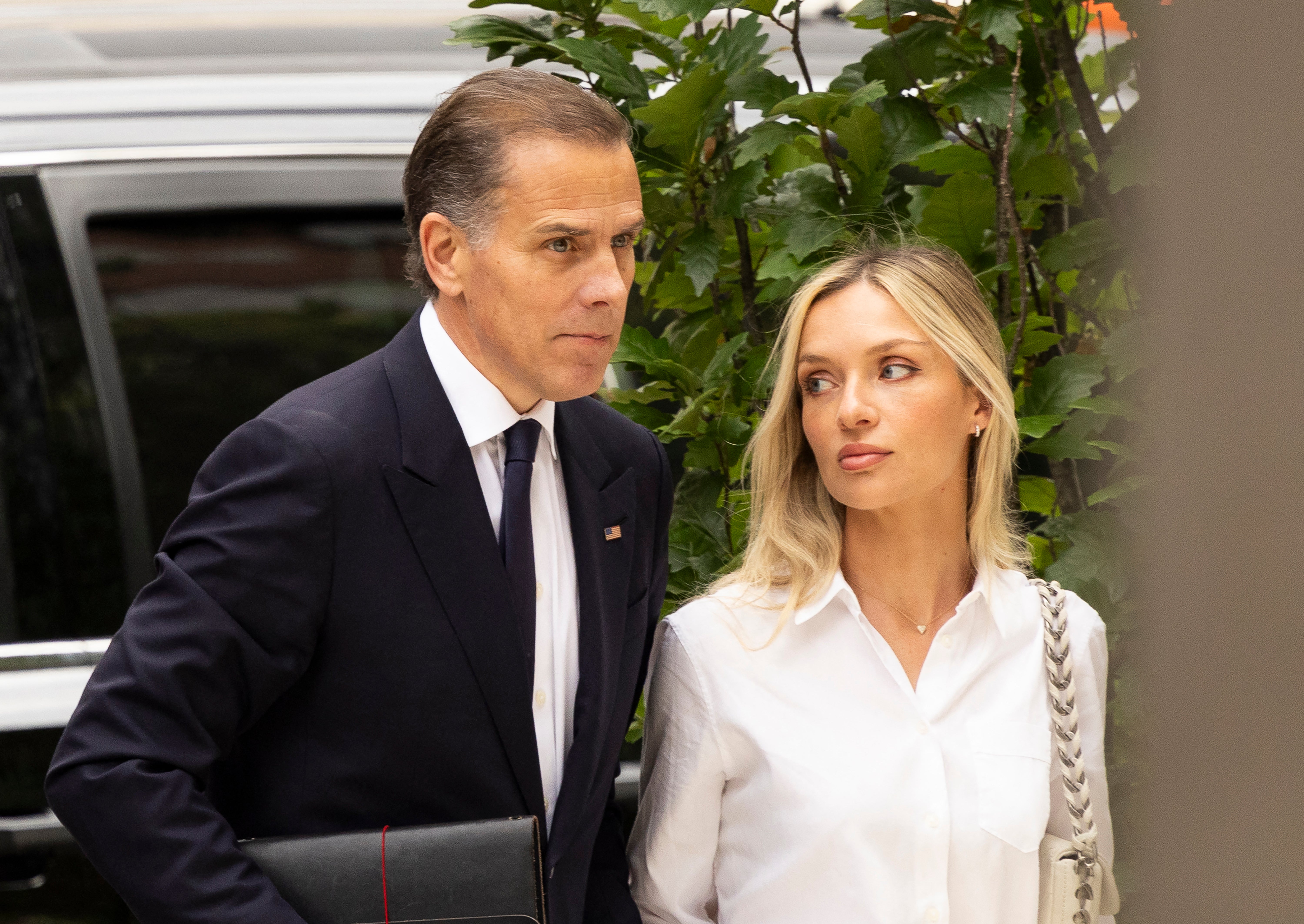 Hunter Biden, son of US President Joe Biden, joined by his wife Melissa Cohen Biden, arrive at the J Caleb Boggs Federal Building in Wilmington, Delaware, on June 11.