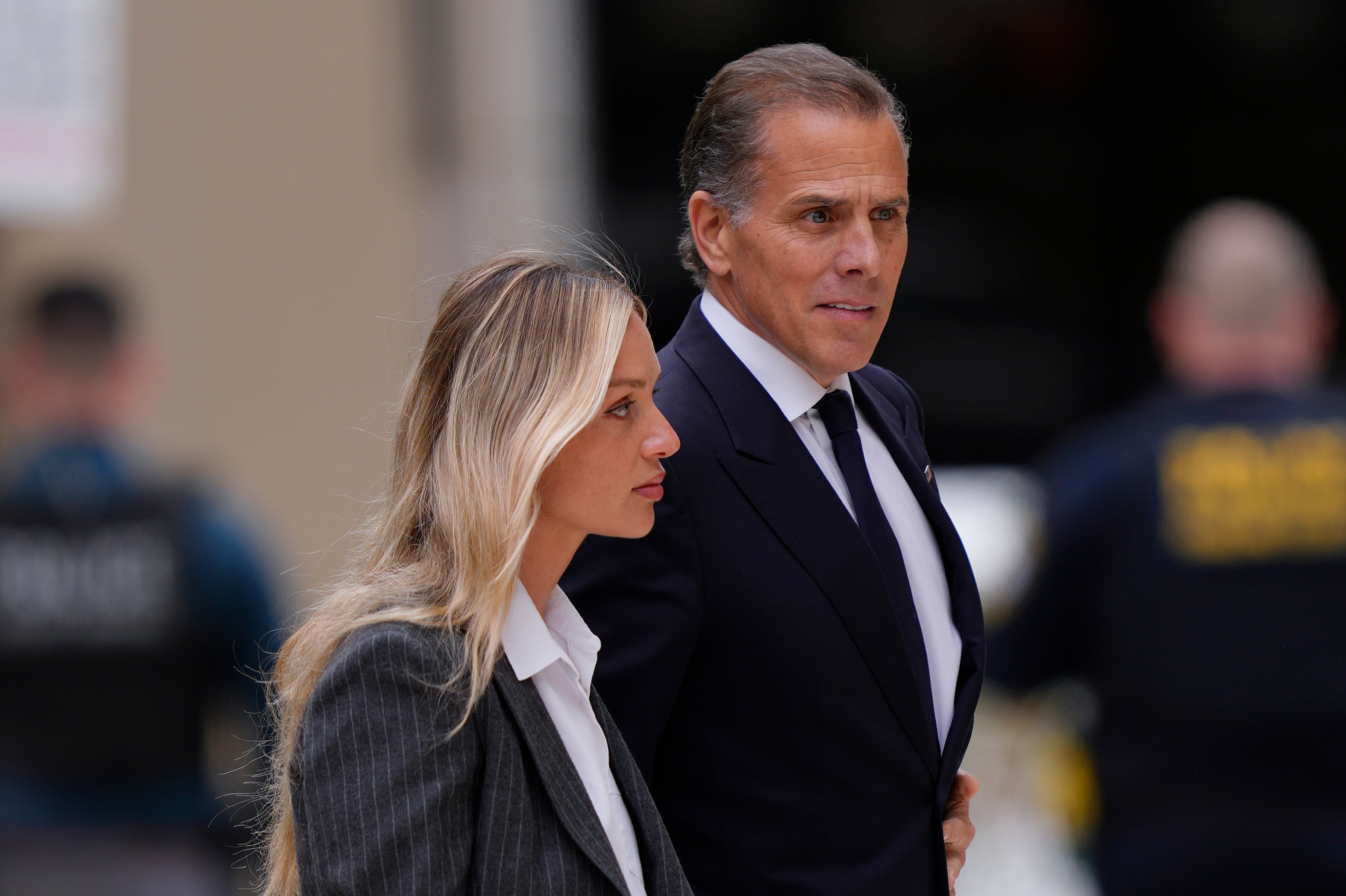 Hunter Biden and his wife Melissa Cohen Biden leave a federal courthouse in Delaware on June 11. An initial statement from Donald Trump’s campaign reportedly offered well wishes to Hunter Biden after his conviction