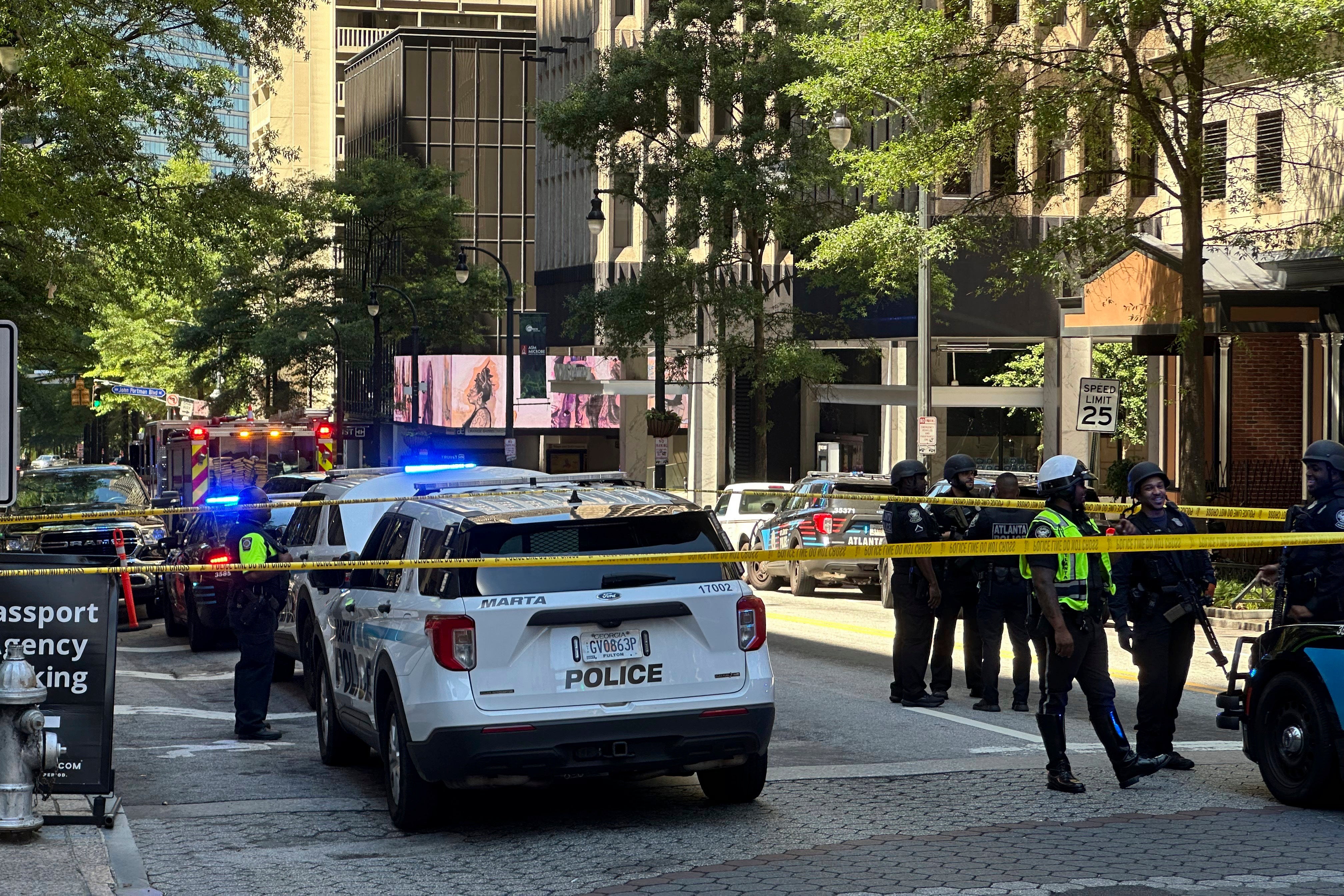 The hijacking came just two hours after a shooting at a food court in a downtown Atlanta in which a man shot three people