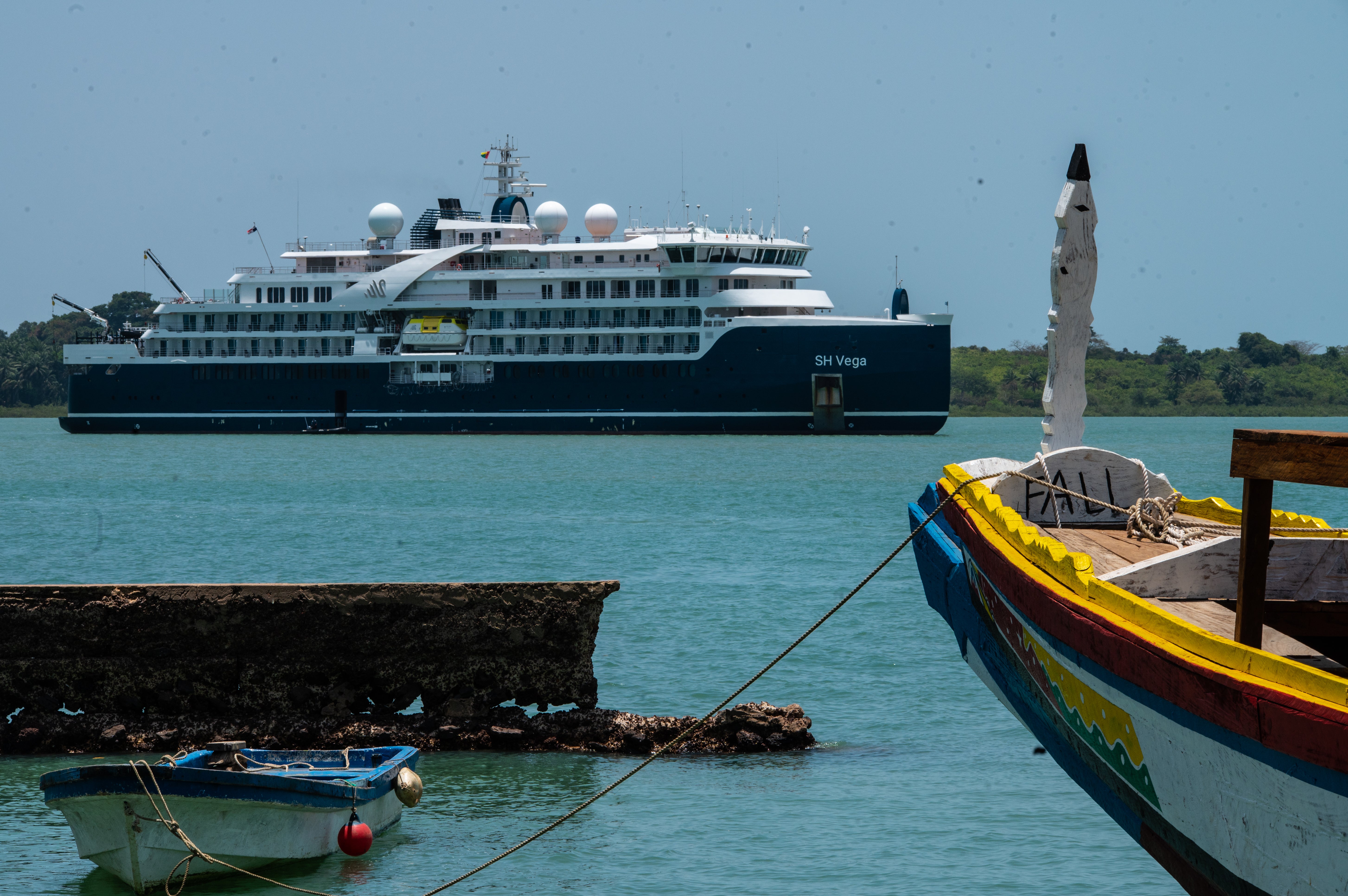 Swan Hellenic’s Vega, docked close to Guinea-Bissau