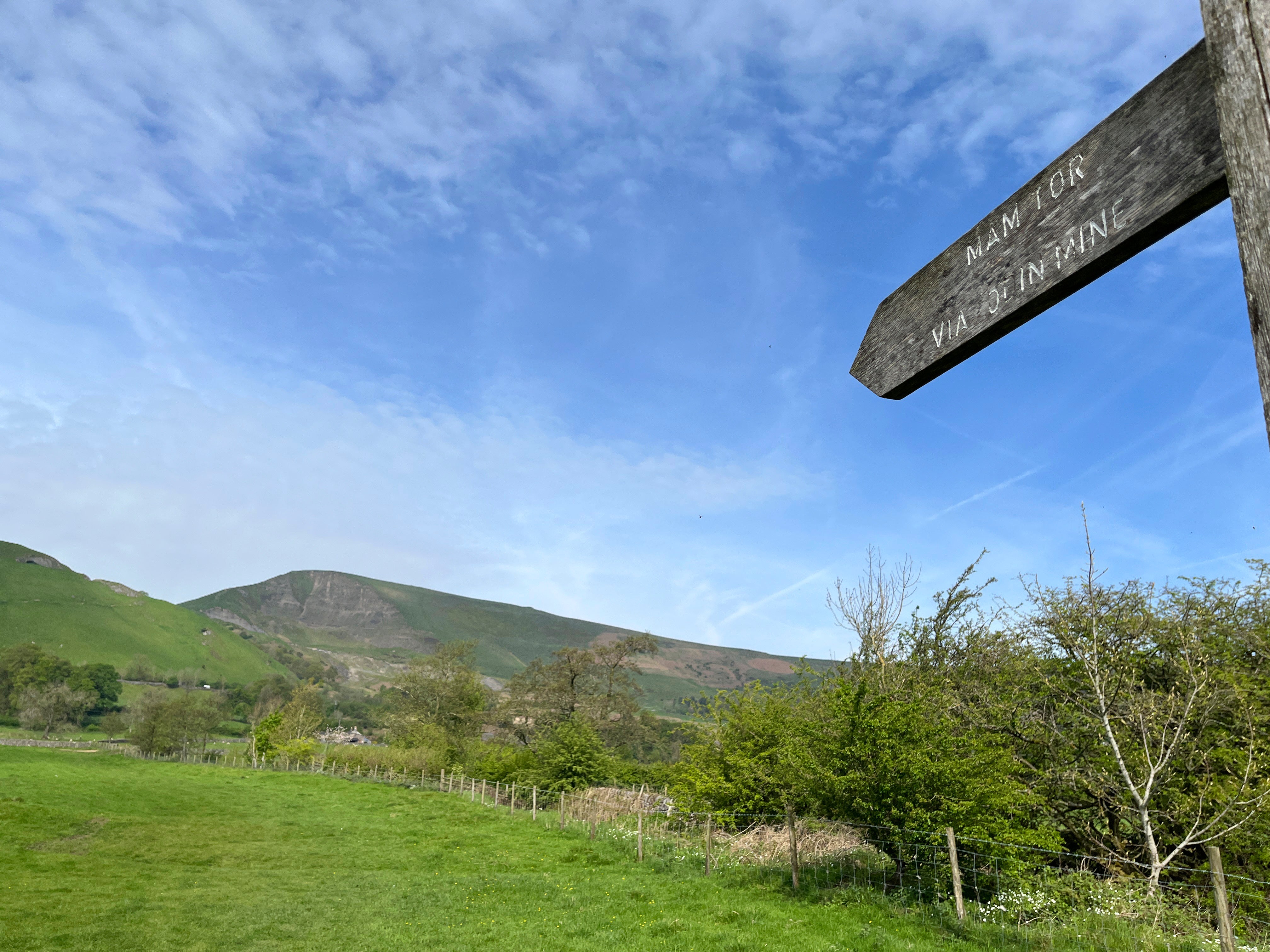 The sign at the the beginning of the hike to Mam Tor