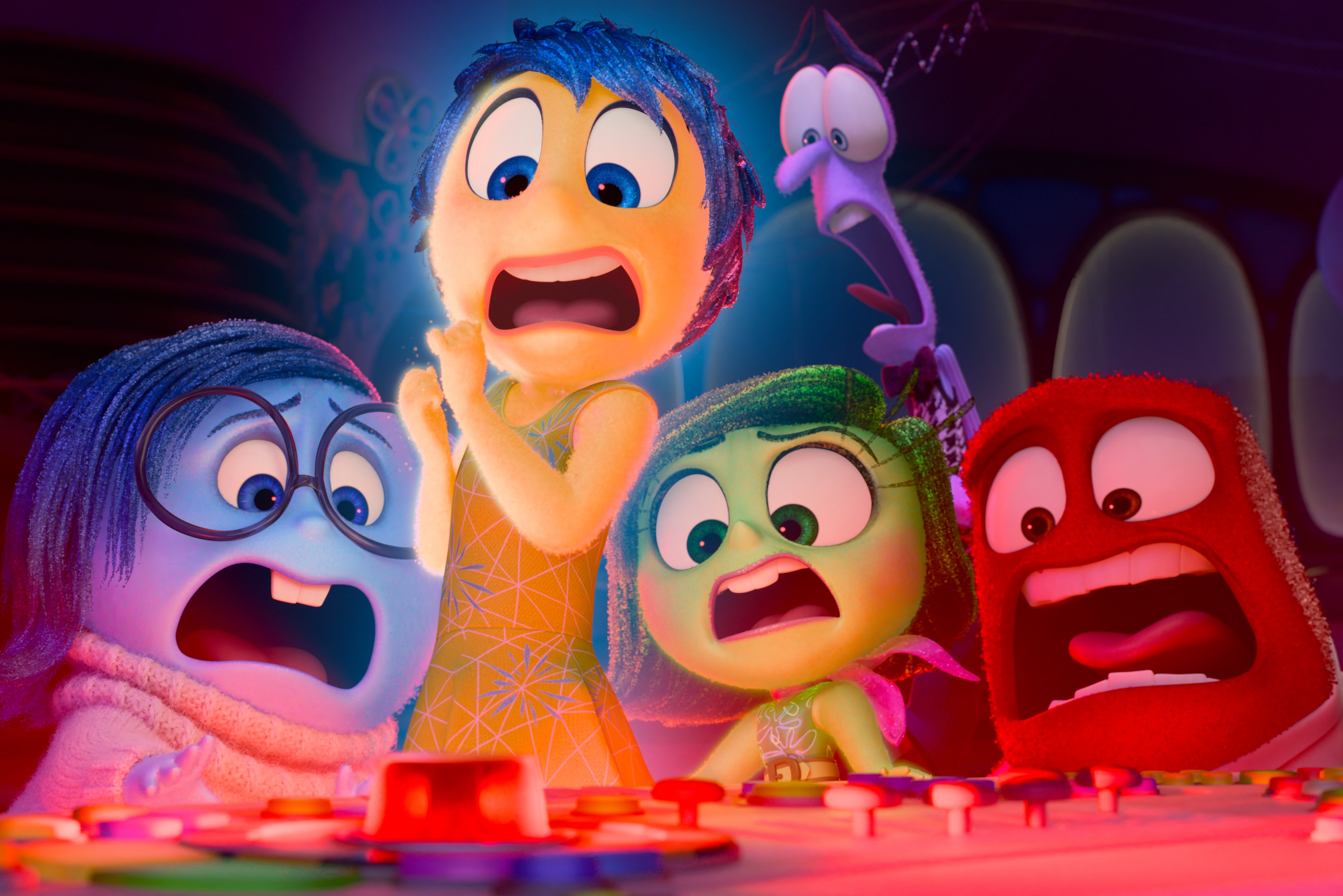 Emotion sickness: Sadness (Phyllis Smith), Joy (Amy Poehler), Disgust (Liza Lapira), Fear (Tony Hale) and Anger (Lewis Black) in ‘Inside Out 2'