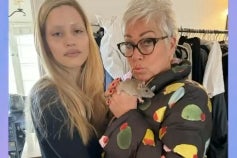 Gabriette and Denise Welch with Splinter, the rat