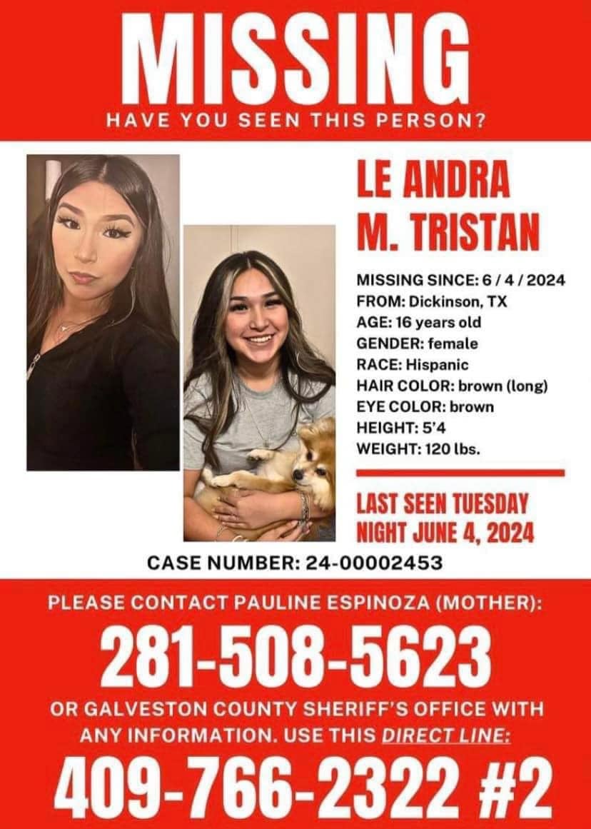 Le Andra Tristan, 16, was last seen on the evening of June 4 at her Texas home