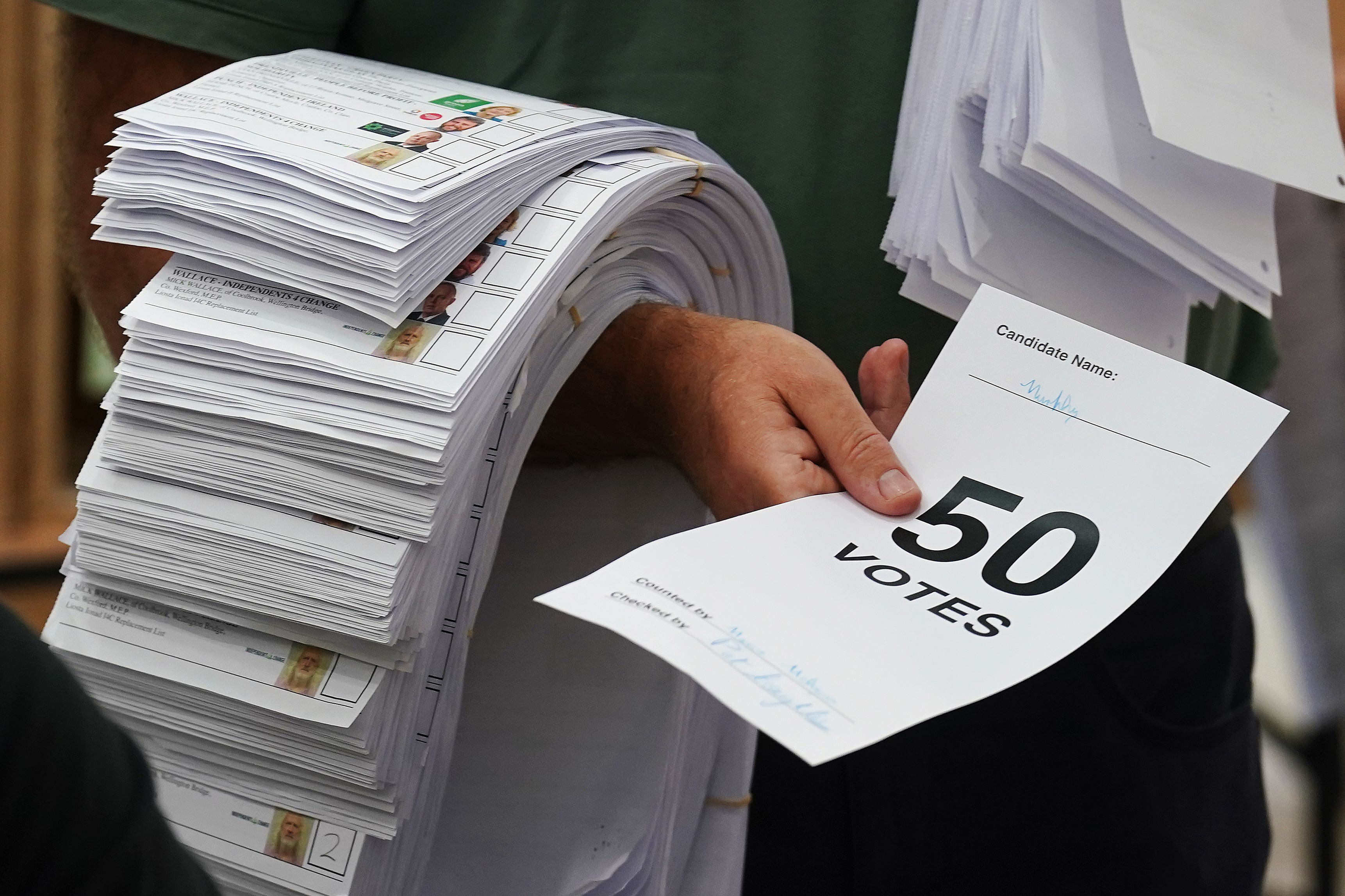 Counting continues at Nemo Rangers GAA club in Cork (PA)