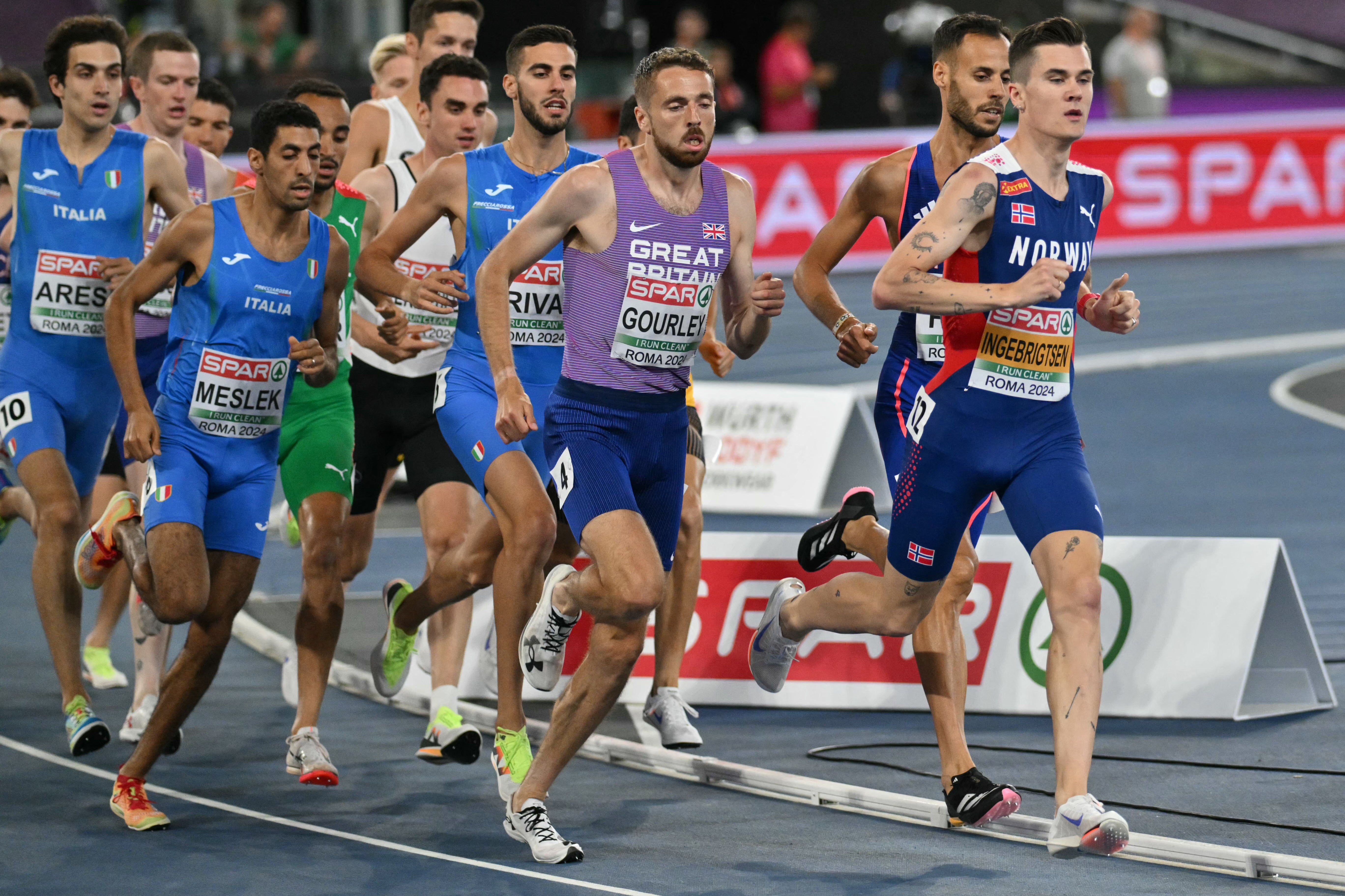 Neil Gourley pulls up alongside Jakob Ingebrigtsen