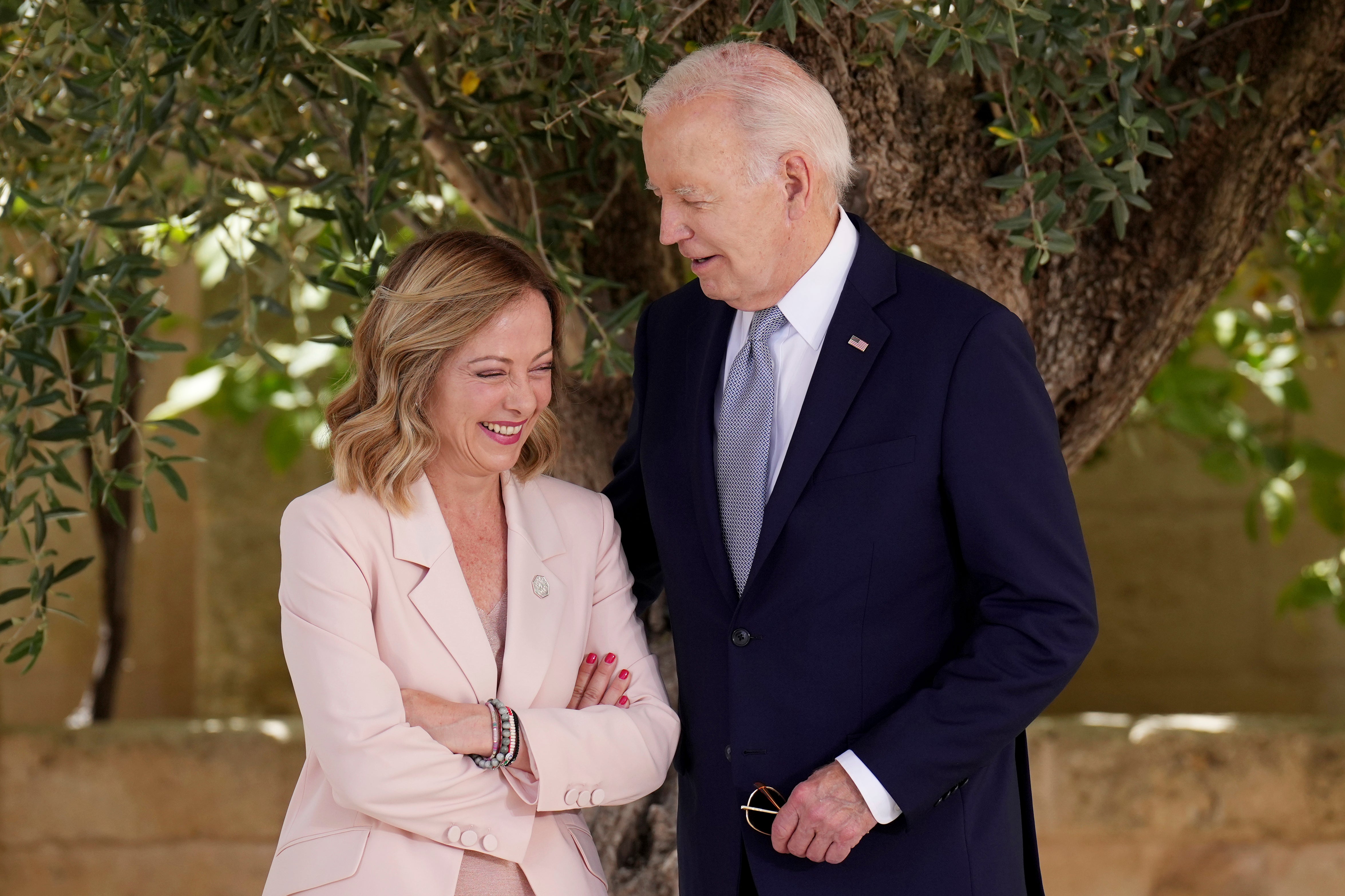 Giorgia Meloni and Joe Biden at the summit