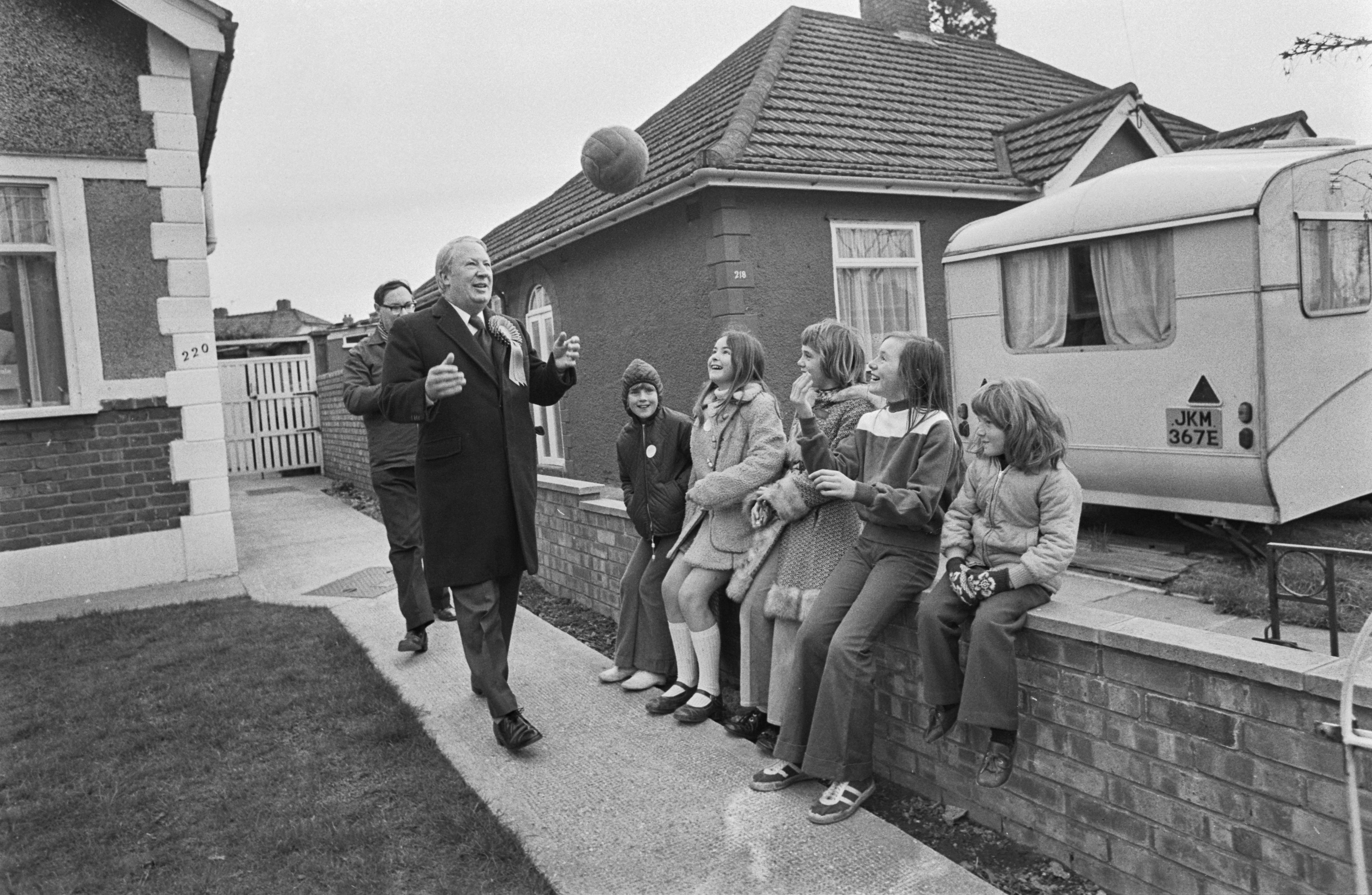 On yer head, Heath: Conservative party leader Edward Heath campaigning in 1974’s general election