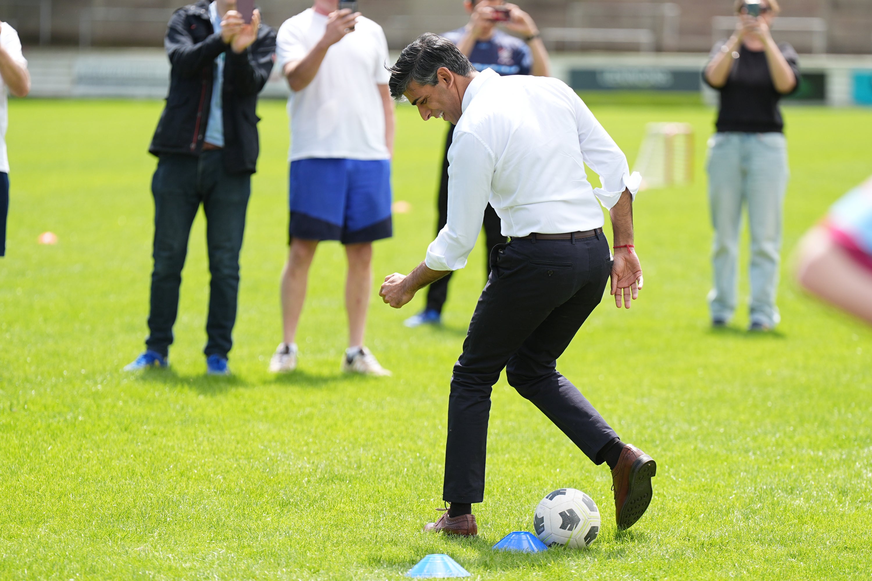 Sunak at Chesham United Football Club on the campaign trail