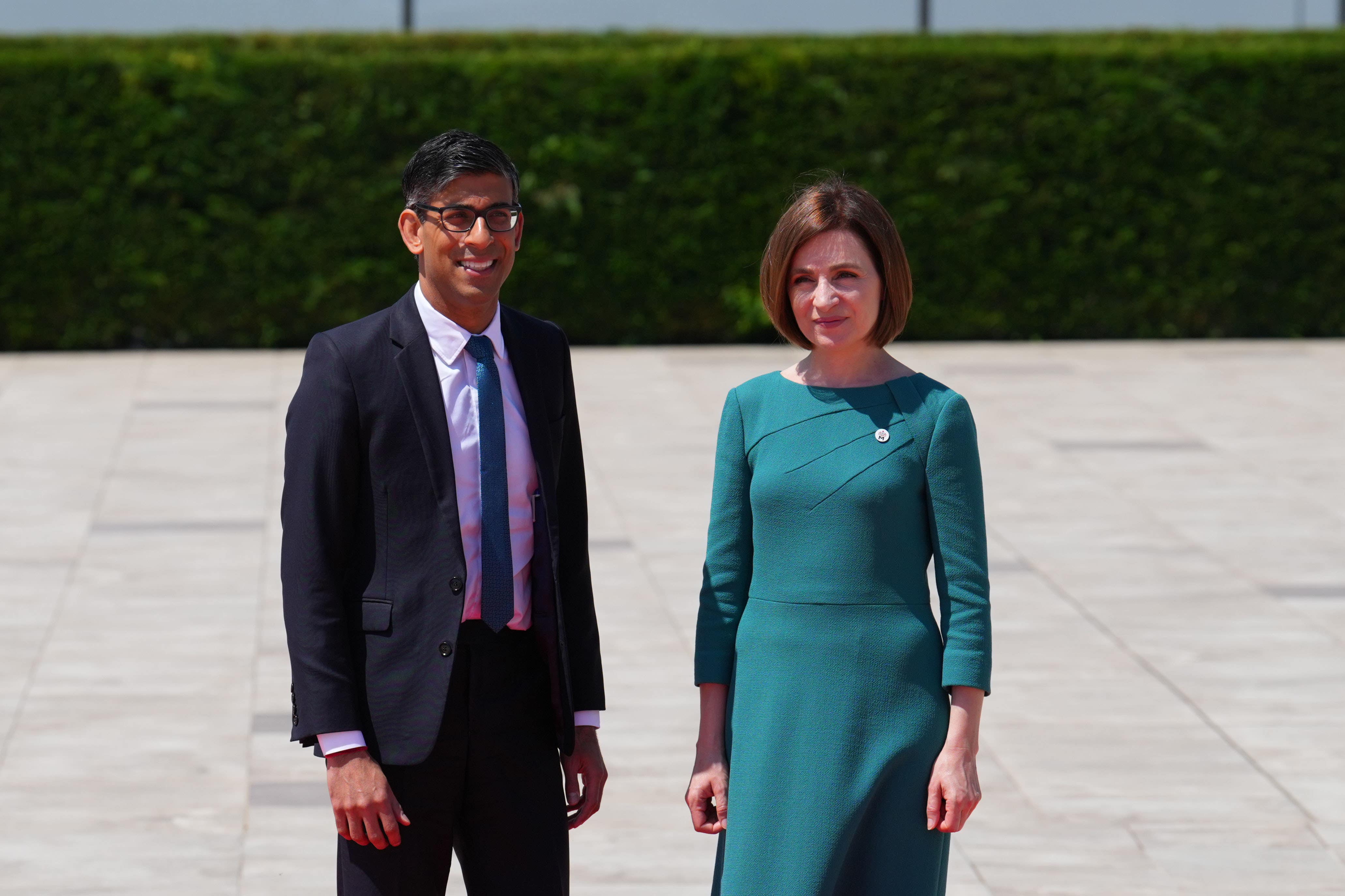 President of Moldova Maia Sandu and Prime Minister Rishi Sunak (Carl Court/PA)