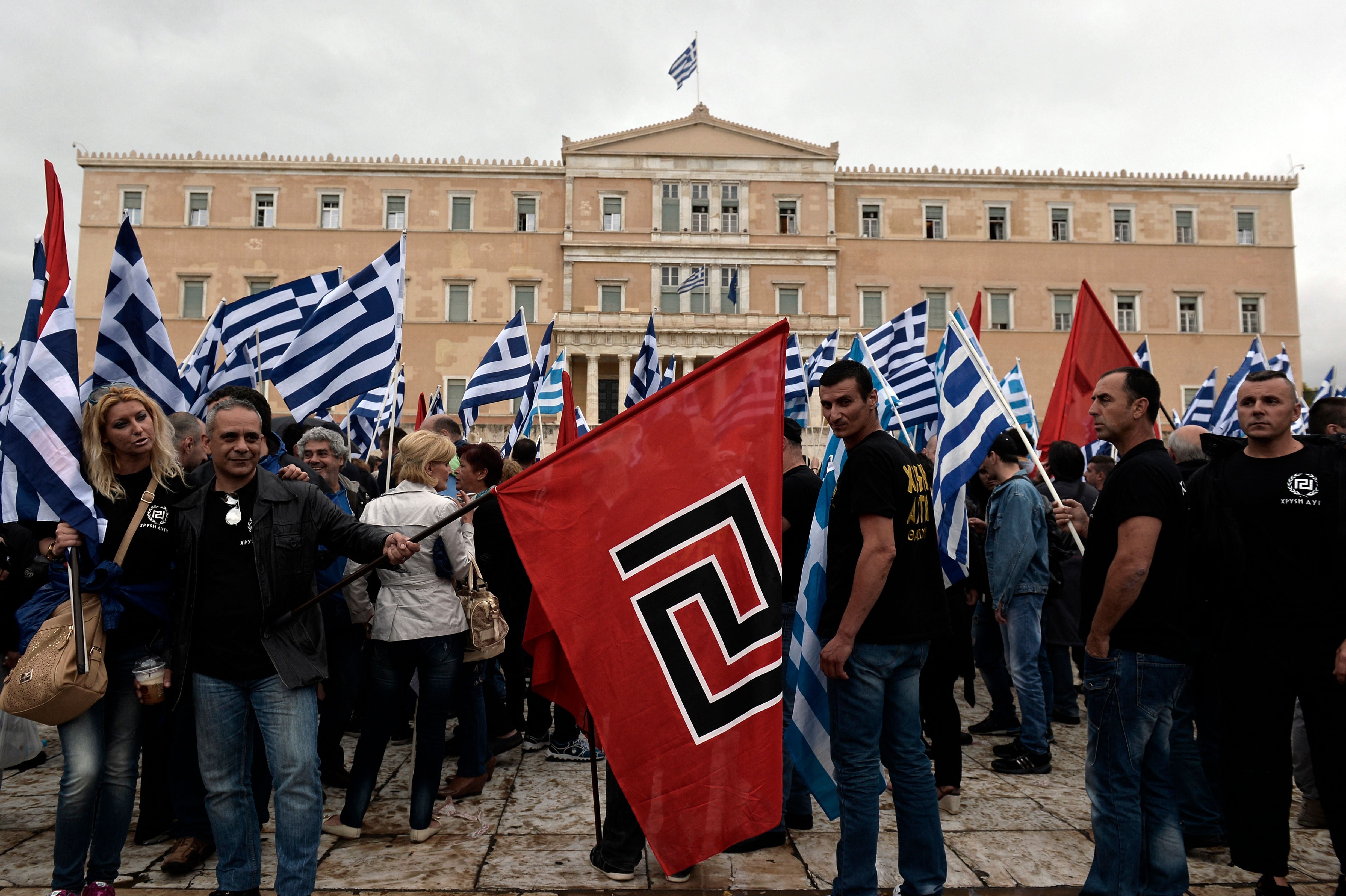 Supporters of the Golden Dawn in 2014. The party morphed into the Spartans, securing seats in the Greek parliament last year