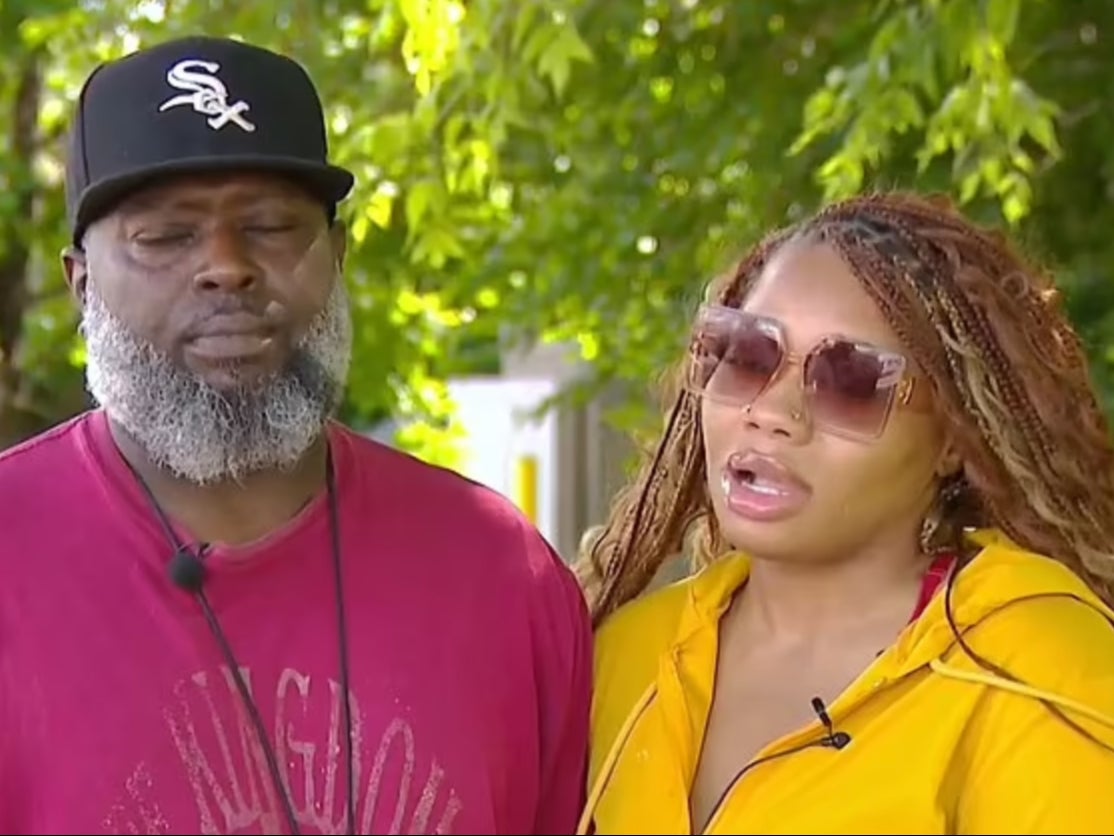 Cherish Edwards, right, with her father Deon Edwards. Cherish Edwards’ 8-year-old son, Amir, died after he was shot in the head trying to protect her from her abusive husband on June 5, 2024