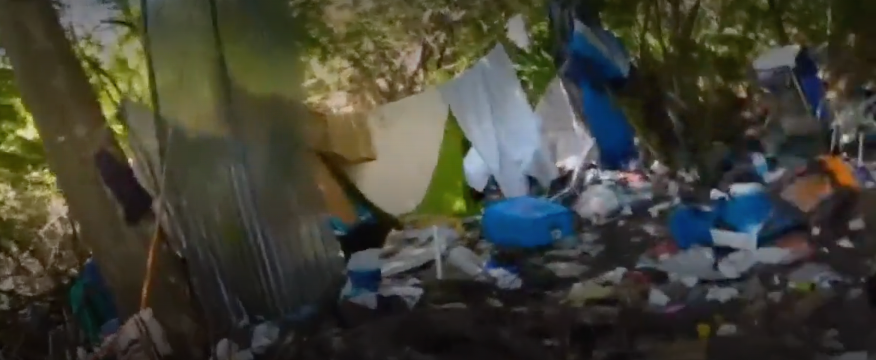 Body camera footage shows the campsite where Sabrina Peckham, 41, lived before an alligator ate her in September of 2023.