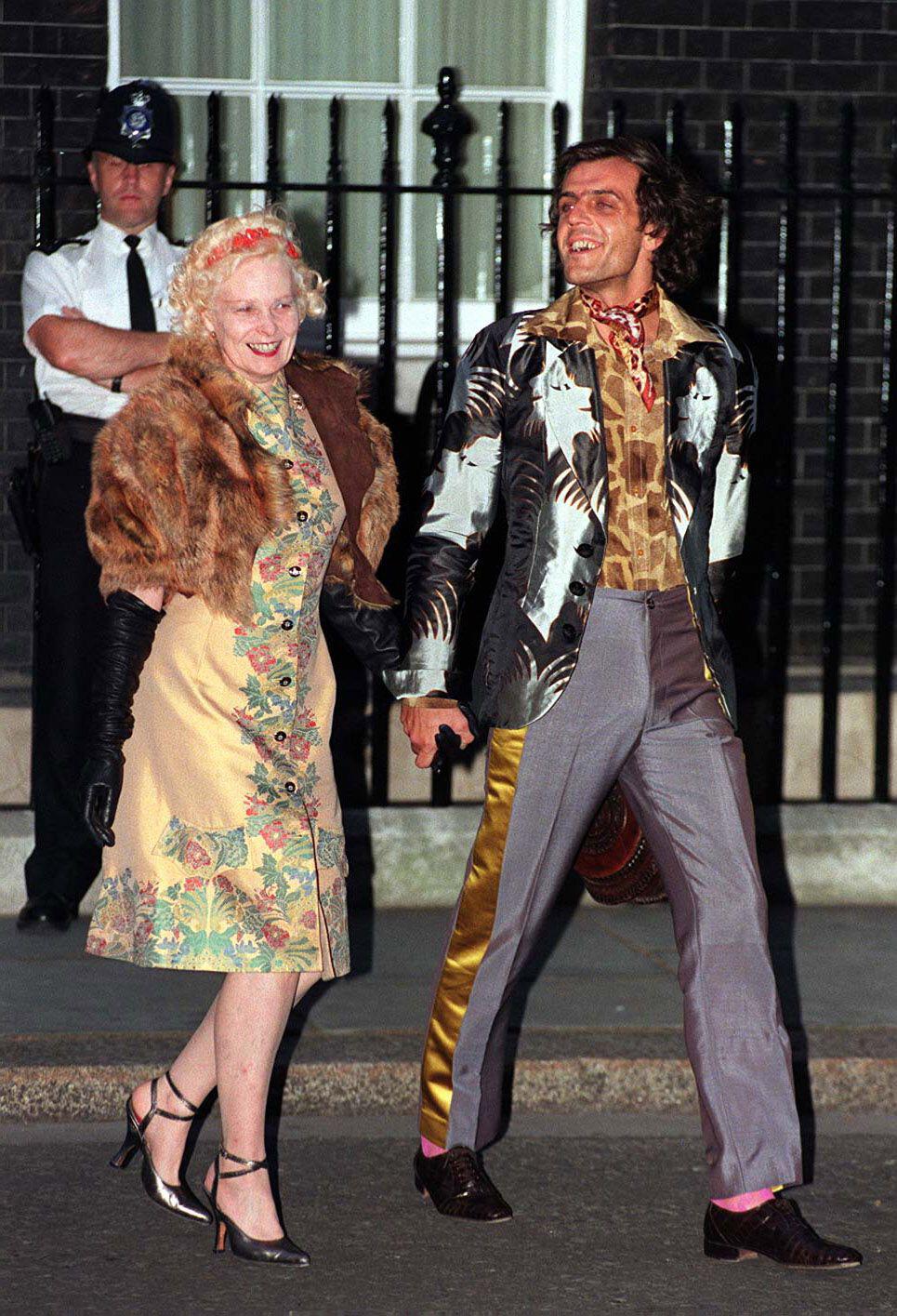 Westwood and Kronthaler leaving Tony Blair’s Downing Street party in 1997