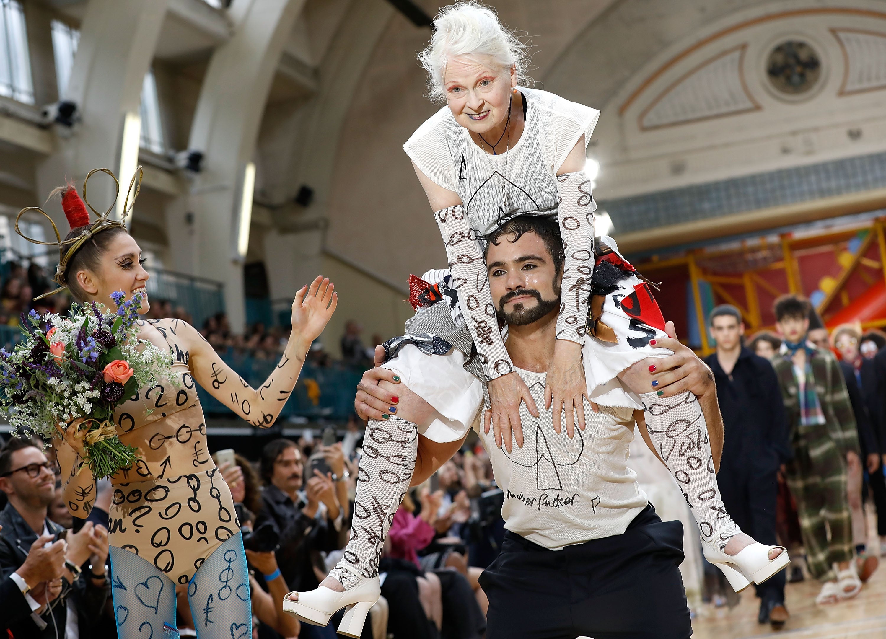 Westwood on the runway at her Fashion Week Men's show in June 2017