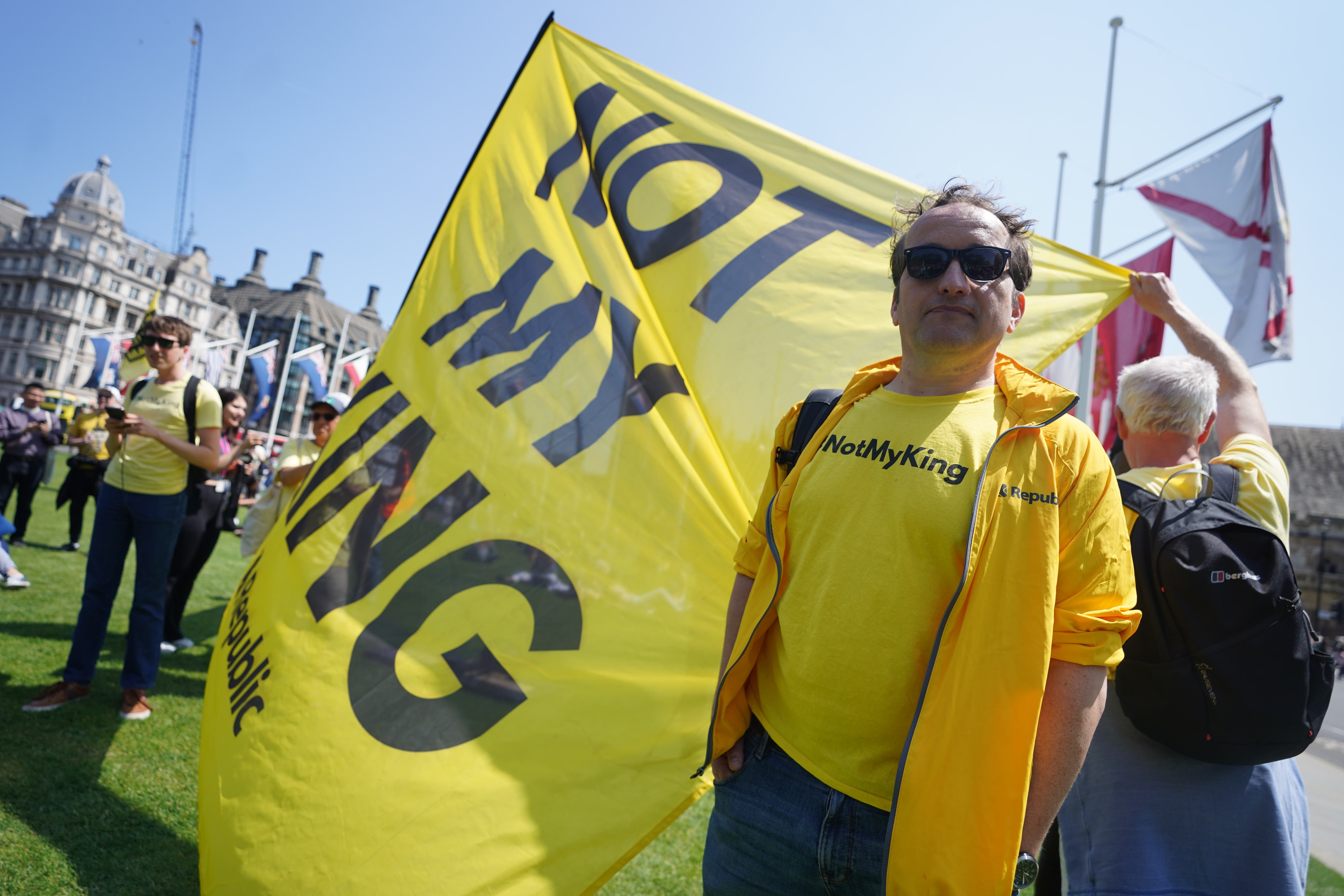 Republic chief executive Graham Smith taking part in a protest at Parliament Square in 2023 (James Manning/PA)