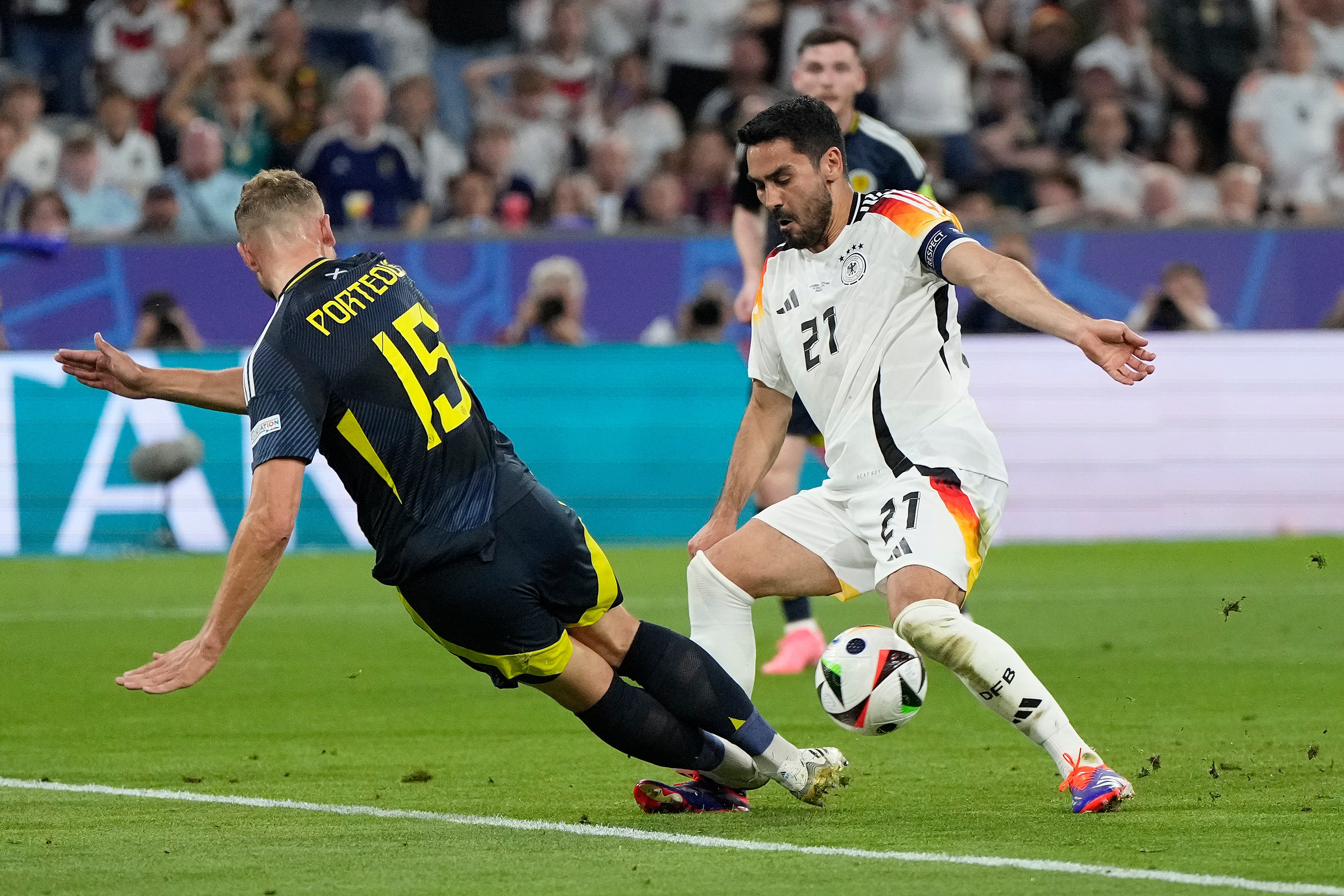 Ryan Porteous was sent off for a rash challenge on Ilkay Gundogan