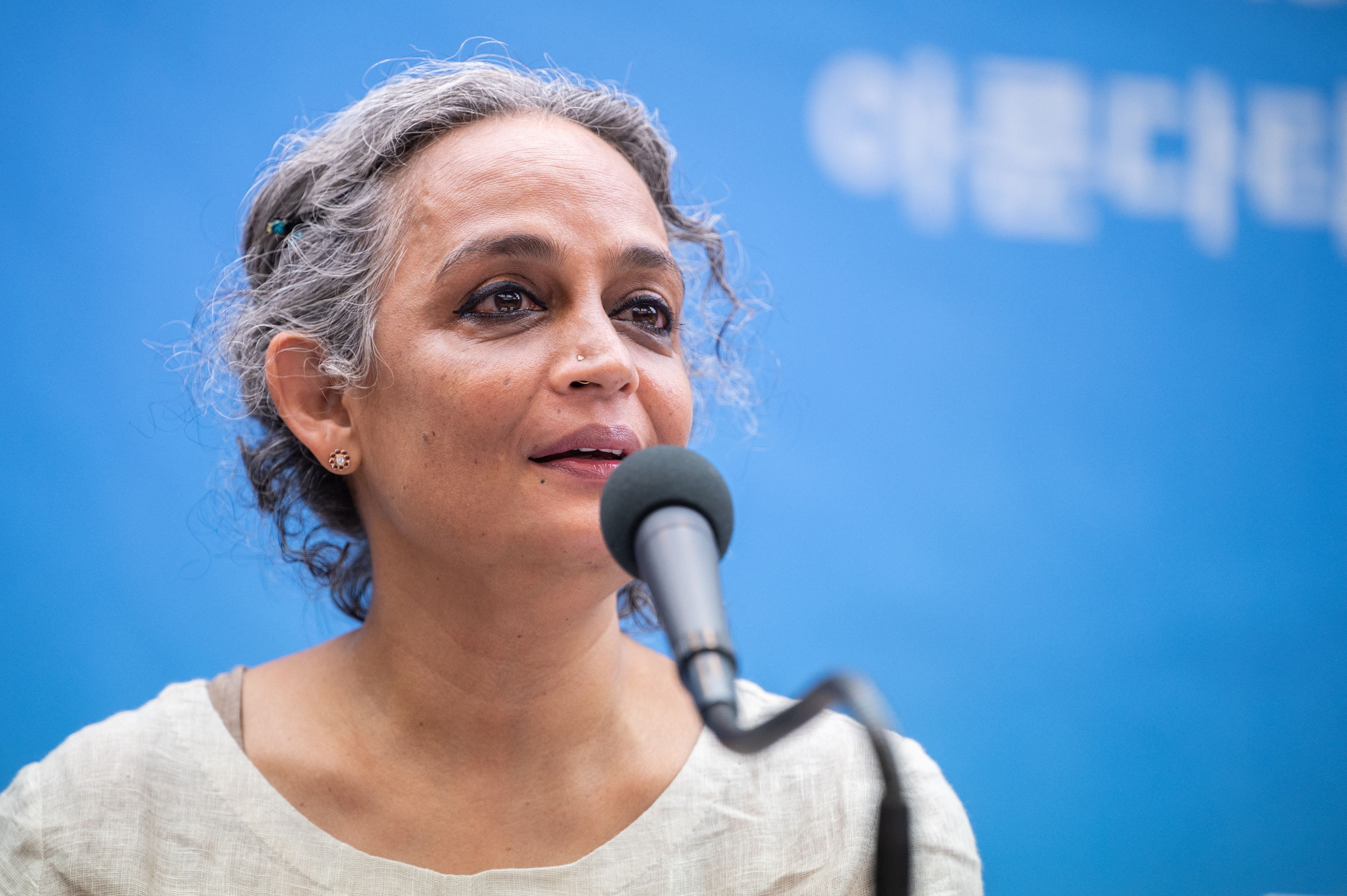 File: Indian author Arundhati Roy, Grand Laureate for the 2020 Lee Hochul Literary Prize for Peace, speaks during a press conference in Seoul