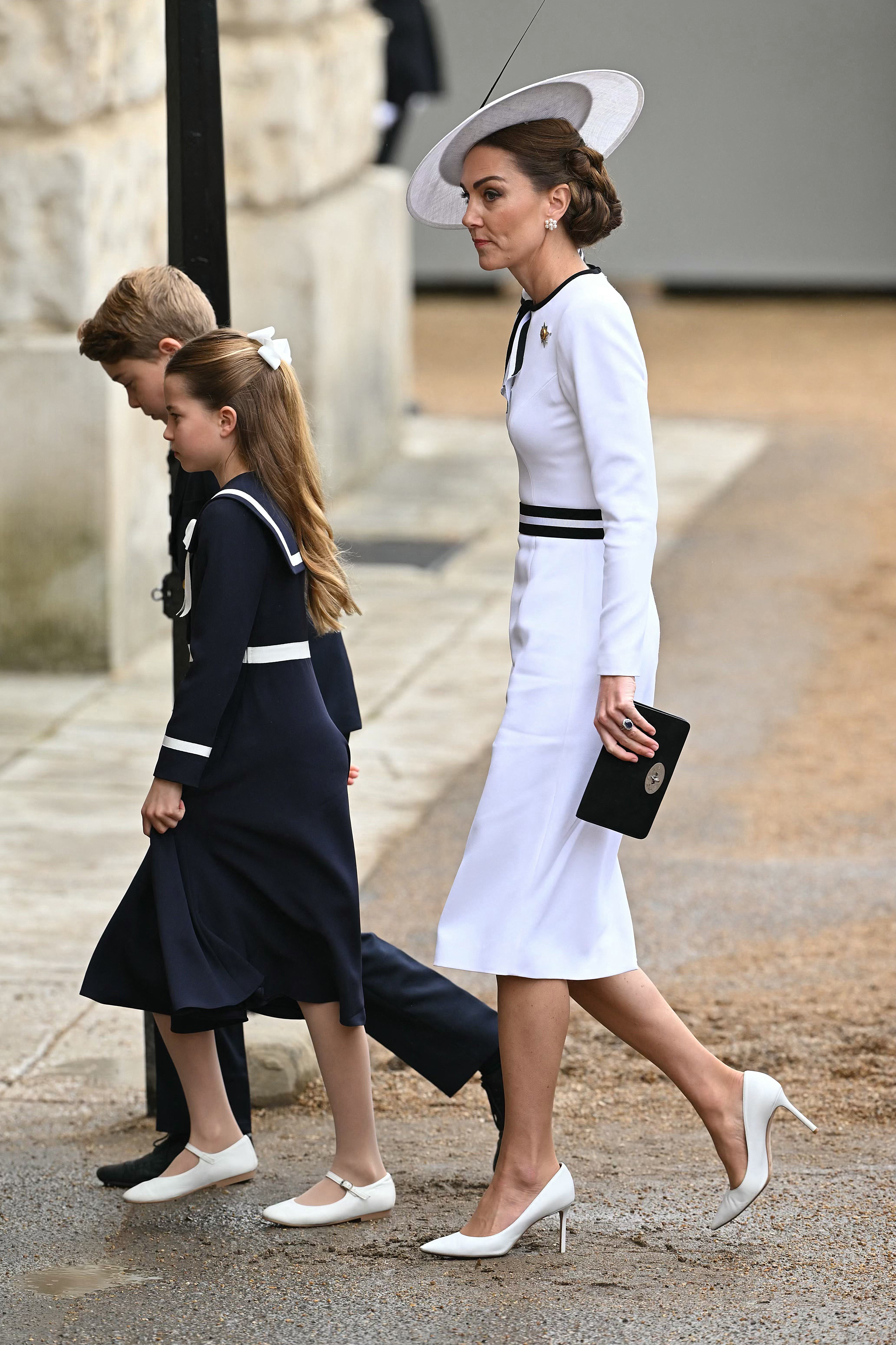 The Princess of Wales, joined by her three children, was wearing Jenny Packham