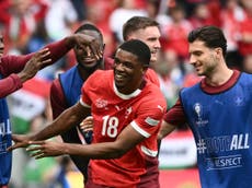 Kwadwo Duah nets his first goal for Switzerland in win over Hungary at Euro 2024