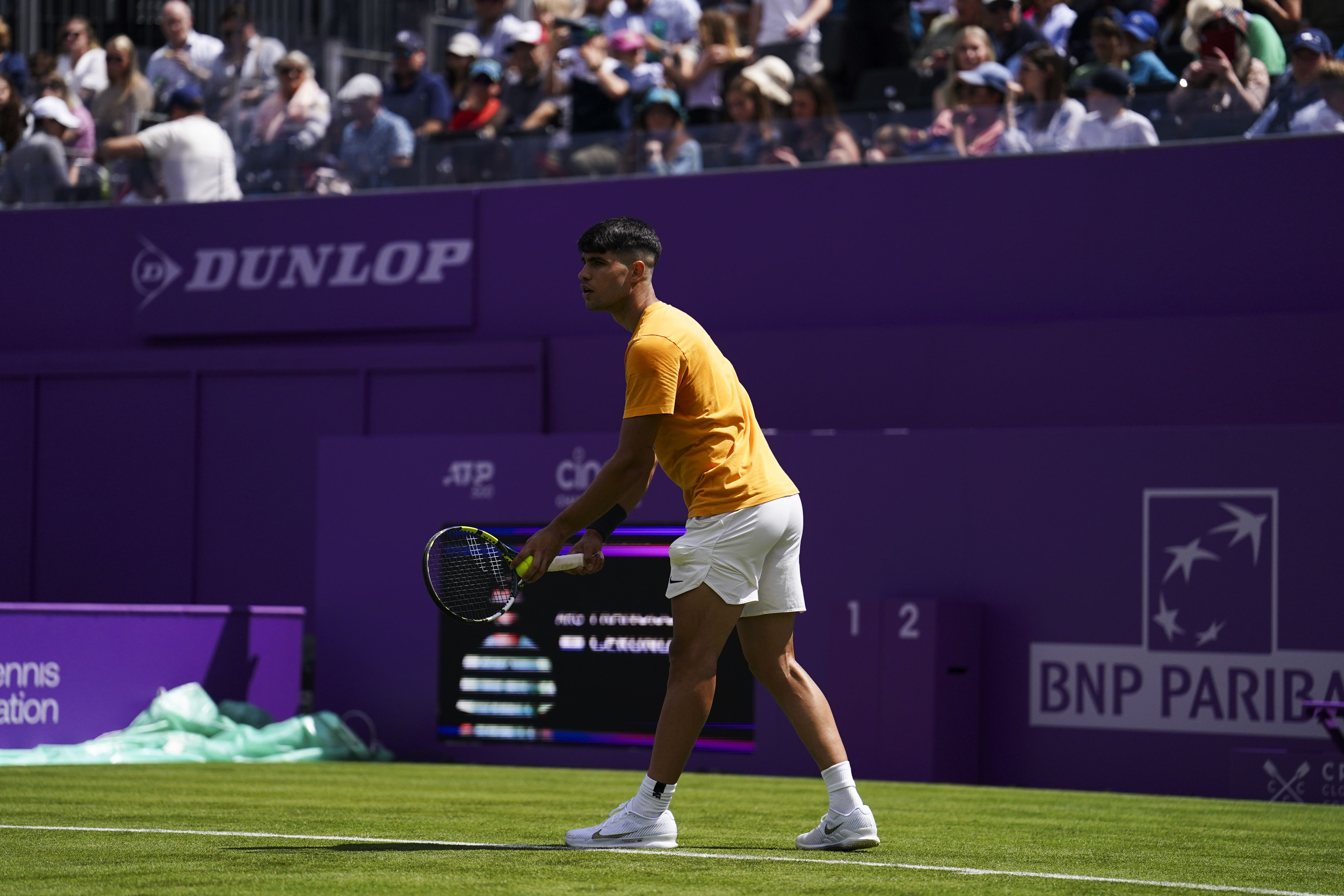 Carlos Alcaraz was back at Queen’s Club on Sunday a week on from his Roland Garros triumph (Jordan Pettitt/PA)