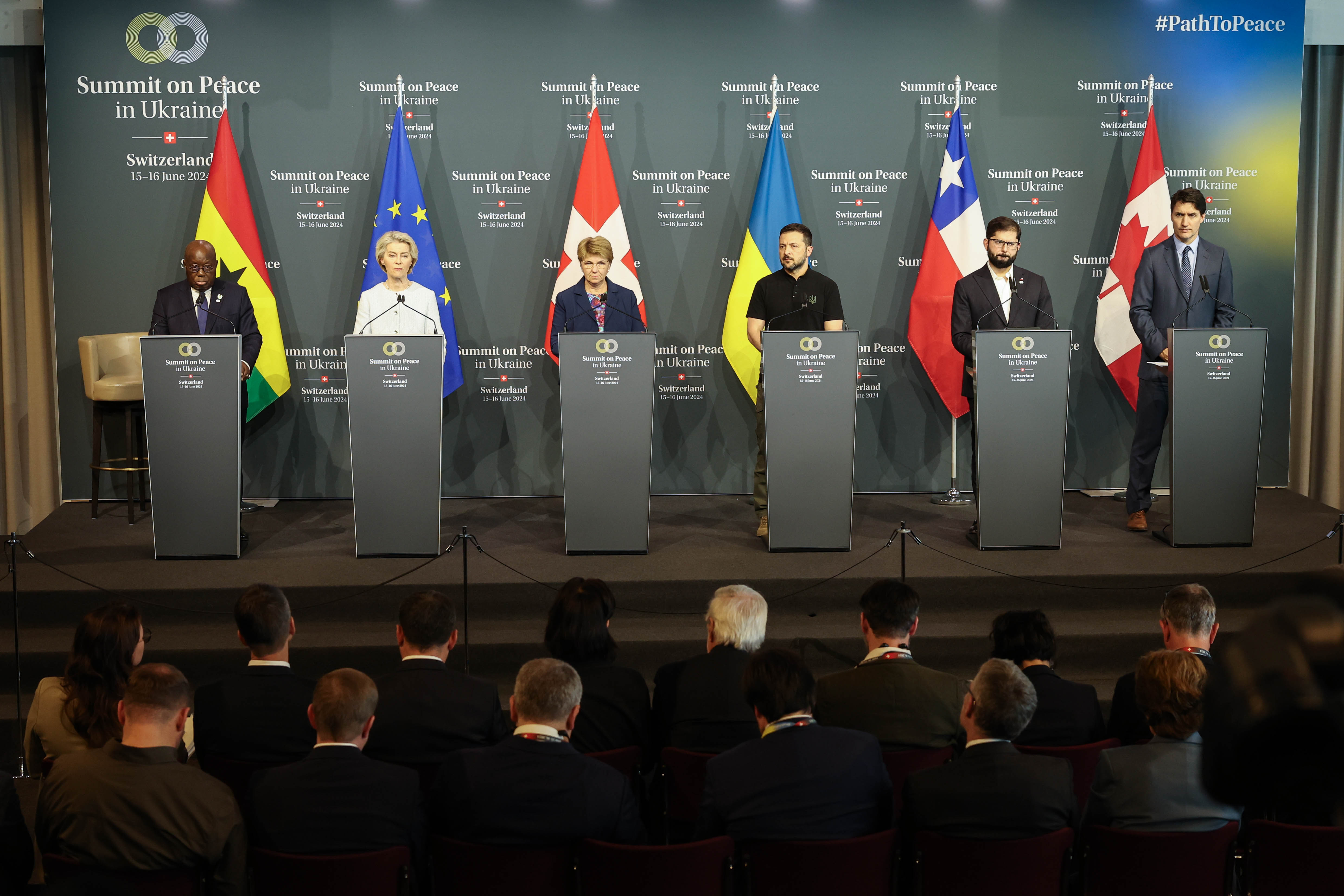 World leaders at the peace summit in Switzerland on Sunday