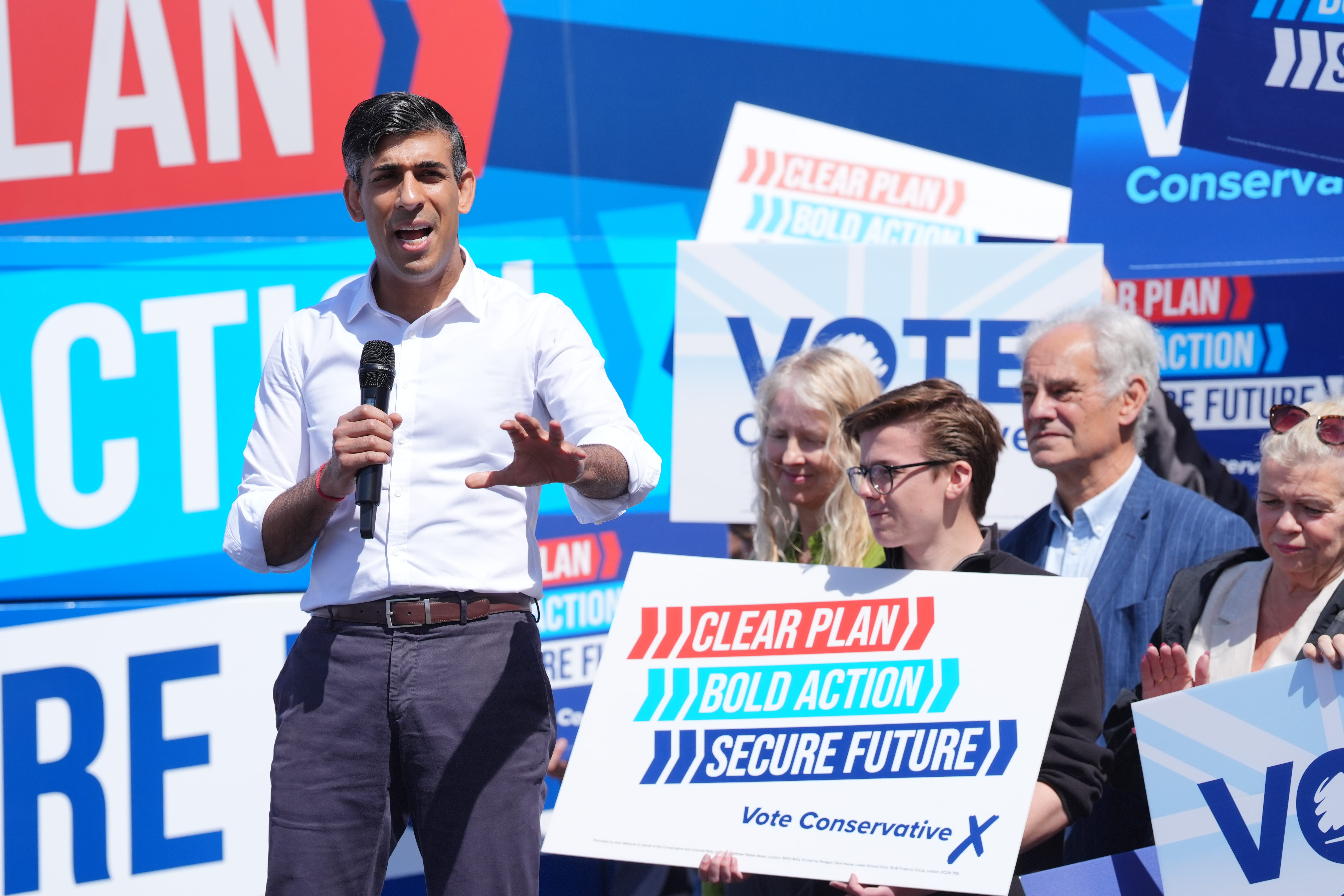 Prime Minister Rishi Sunak is returning to the campaign trail on Monday (Jonathan Brady/PA)