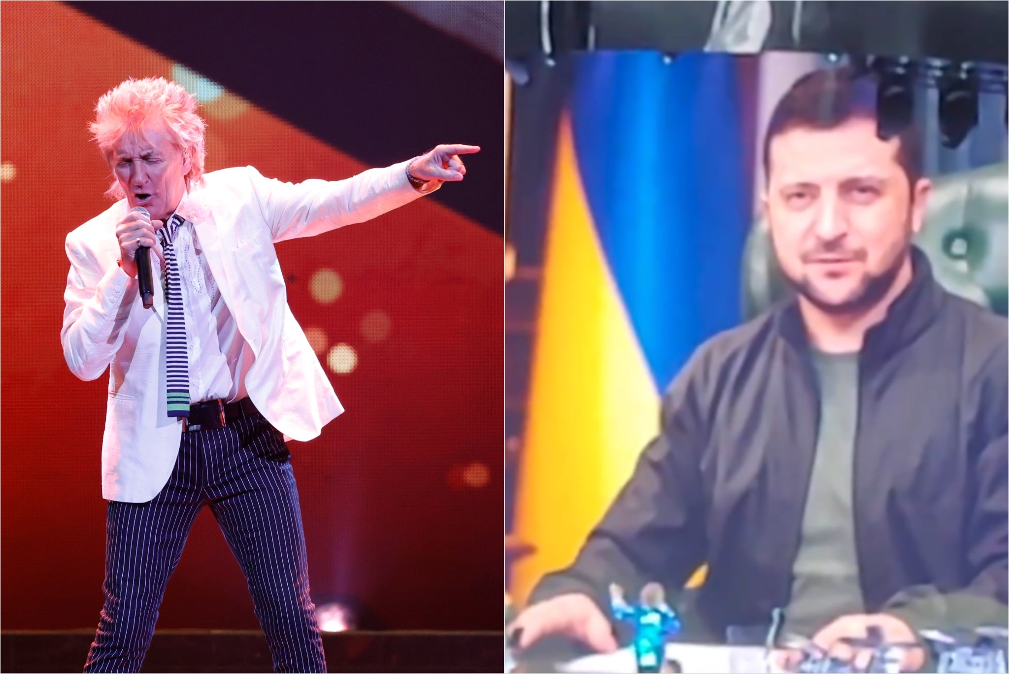 Rod Stewart shared photos of Ukrainian president Zelensky during a recent concert