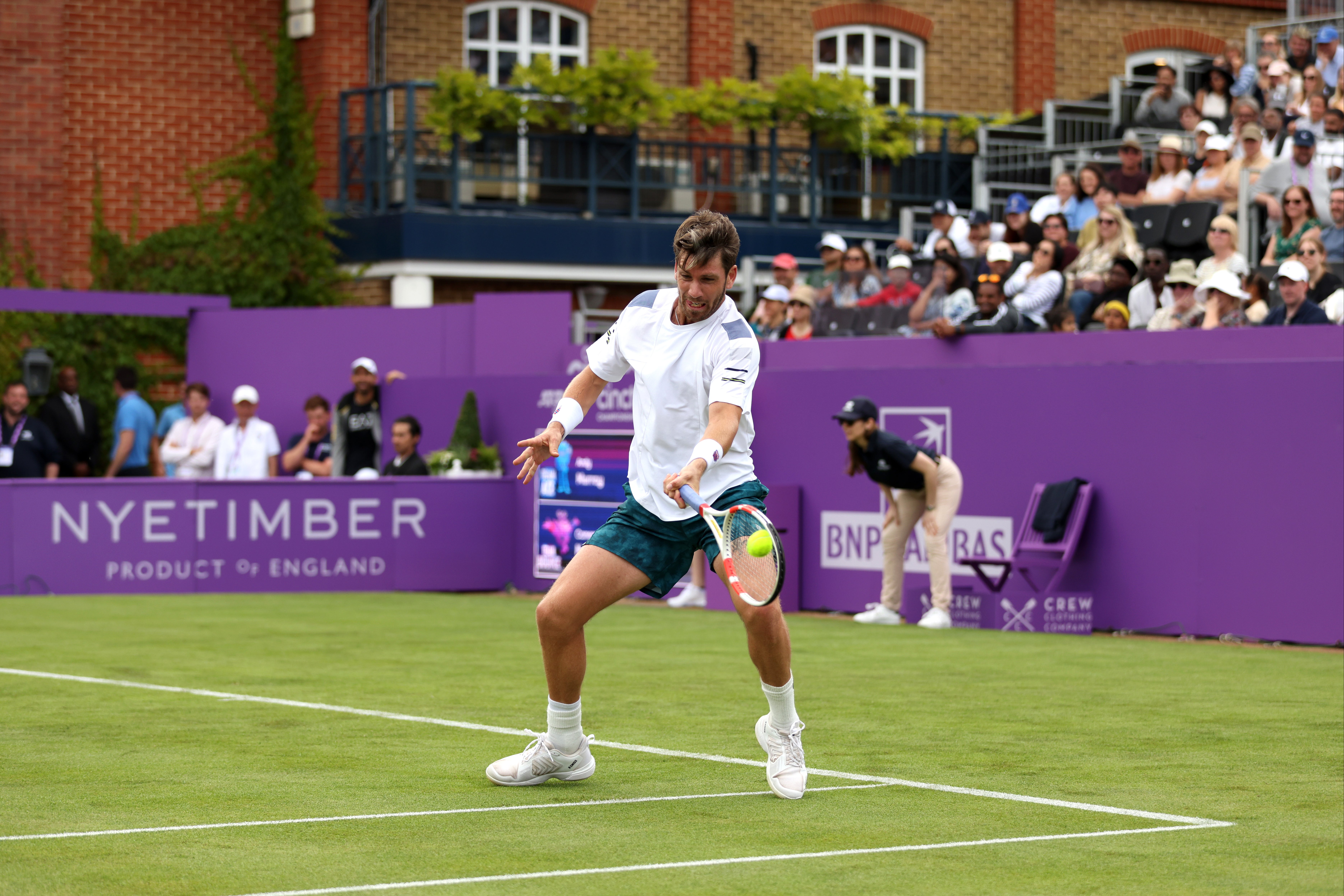 Cameron Norrie is in action on the opening day at Queen's