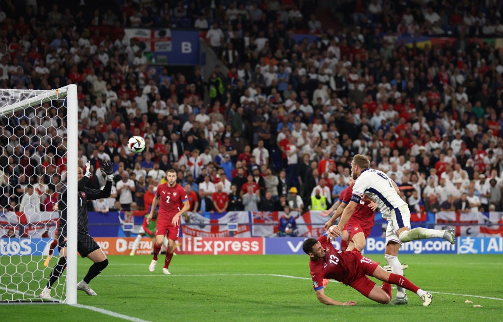 Kane hit the bar with a late header following a sublime save from the Serbia goalkeeper