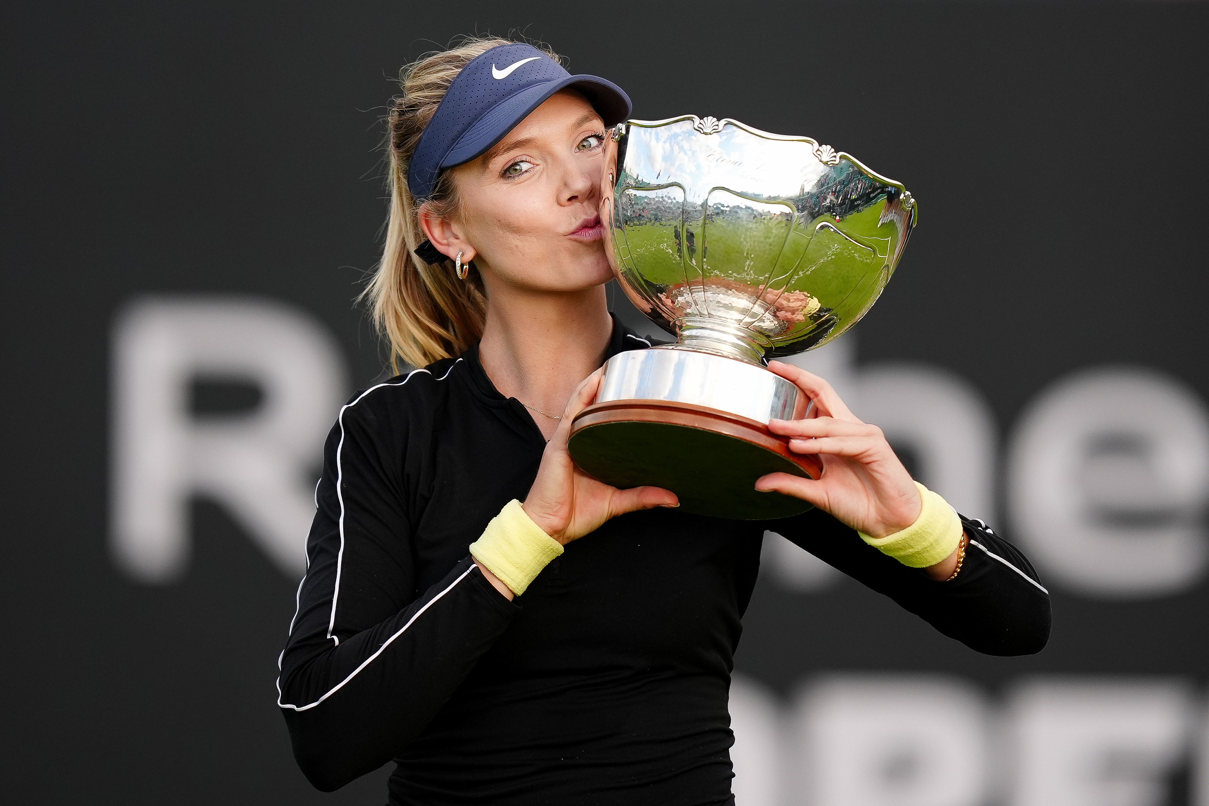 Katie Boulter kisses the Elena Baltacha Trophy (Mike Egerton/PA)